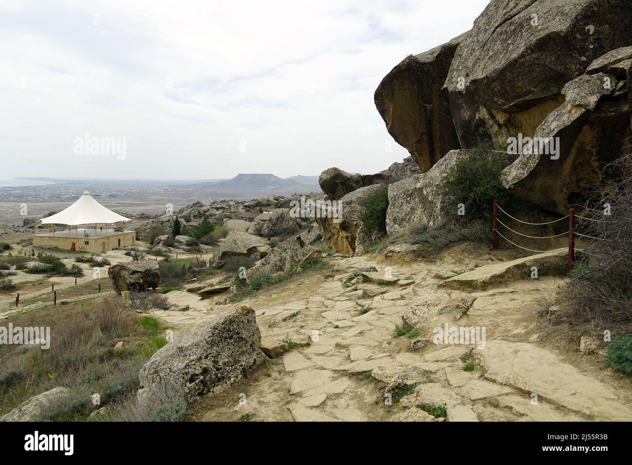 Rochers, Réserve historique et culturelle de l'État du Gobustan, Azerbaïdjan, Azərbaycan, Asie, site du patrimoine mondial de l'UNESCO Banque D'Images