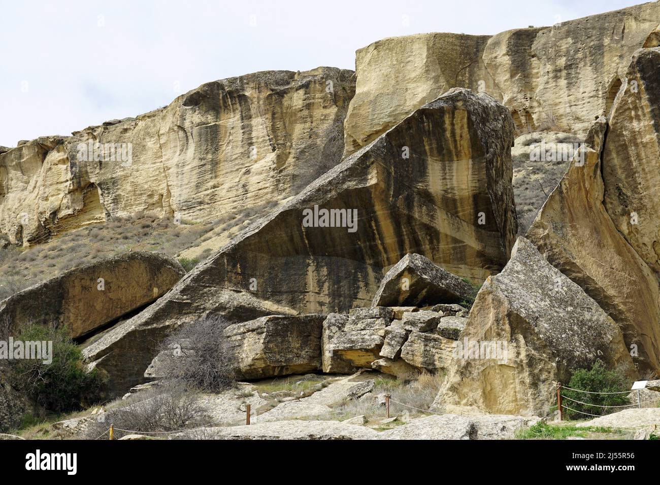 Rochers, Réserve historique et culturelle de l'État du Gobustan, Azerbaïdjan, Azərbaycan, Asie, site du patrimoine mondial de l'UNESCO Banque D'Images