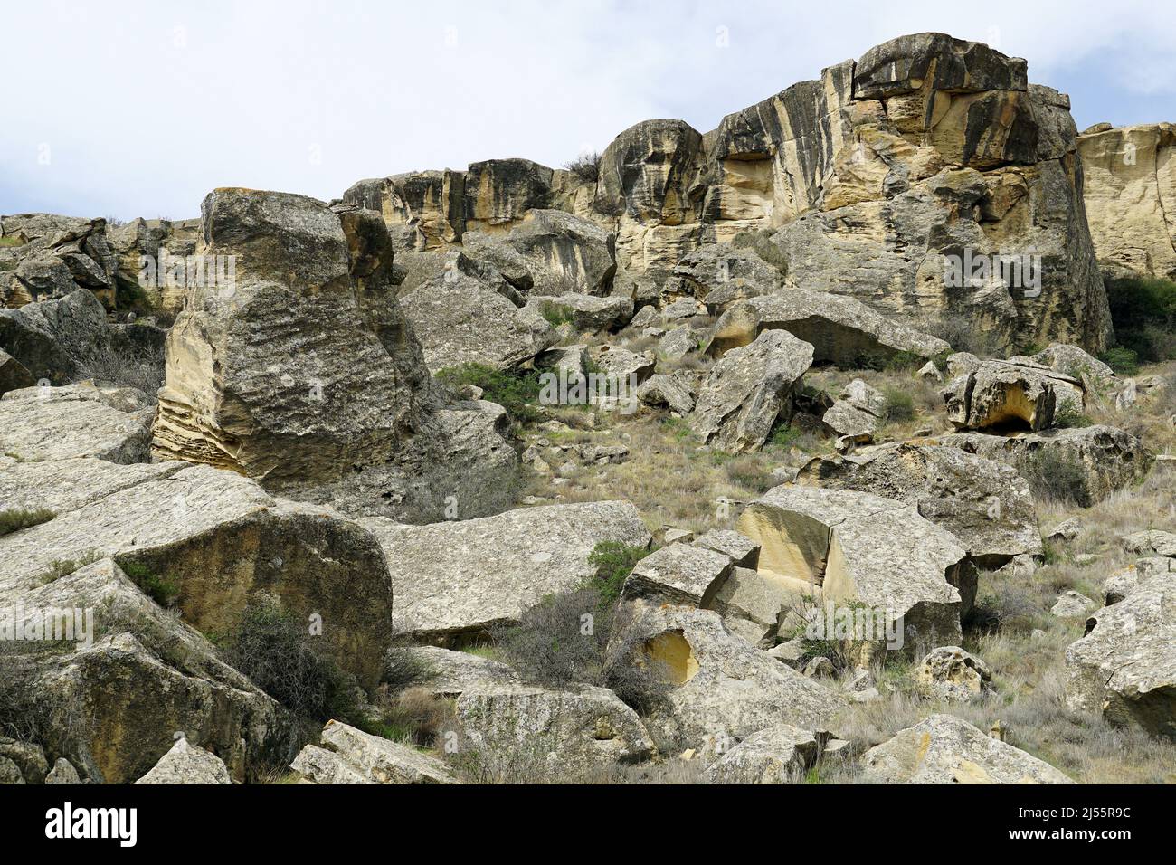 Rochers, Réserve historique et culturelle de l'État du Gobustan, Azerbaïdjan, Azərbaycan, Asie, site du patrimoine mondial de l'UNESCO Banque D'Images