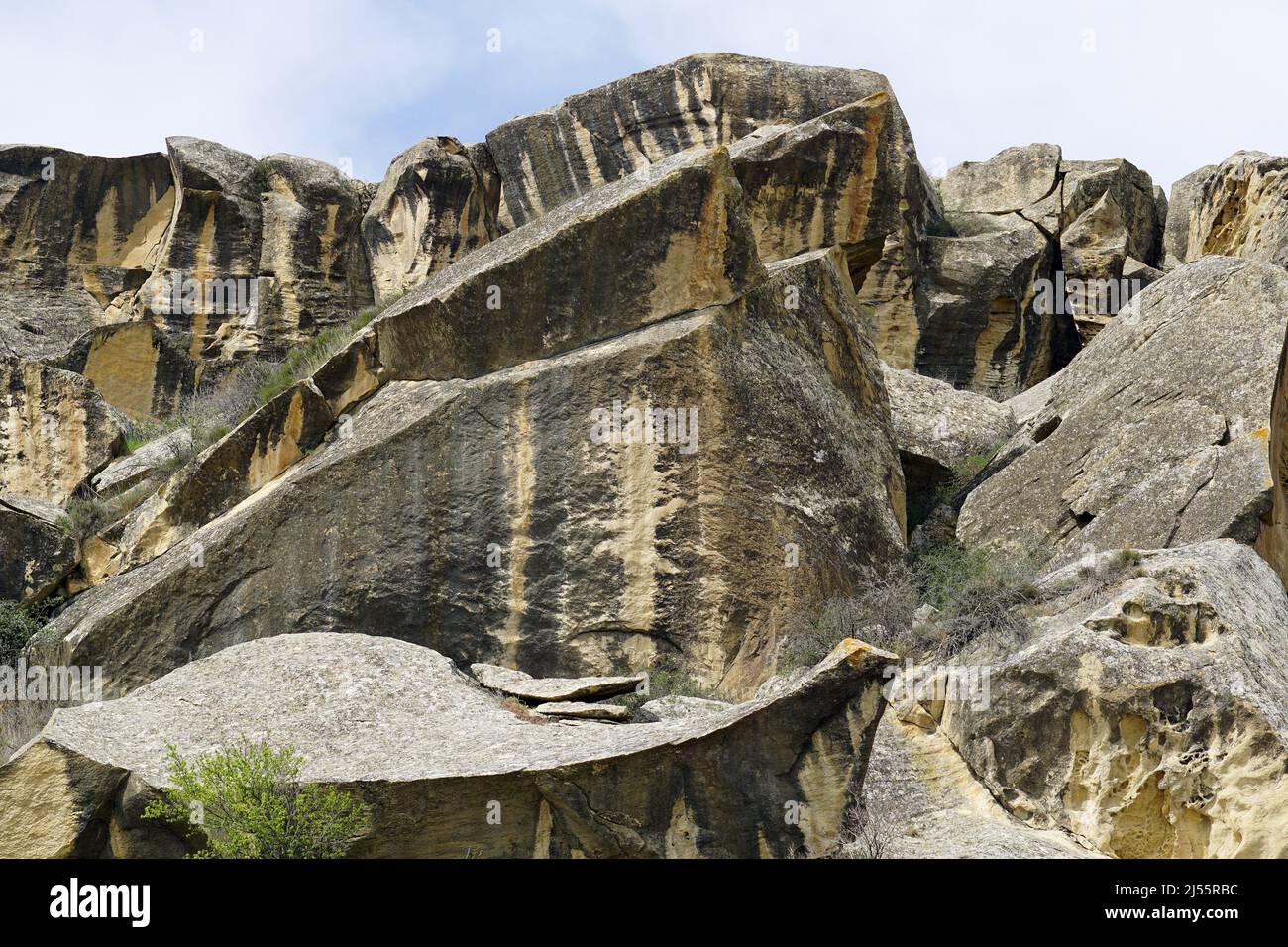 Rochers, Réserve historique et culturelle de l'État du Gobustan, Azerbaïdjan, Azərbaycan, Asie, site du patrimoine mondial de l'UNESCO Banque D'Images