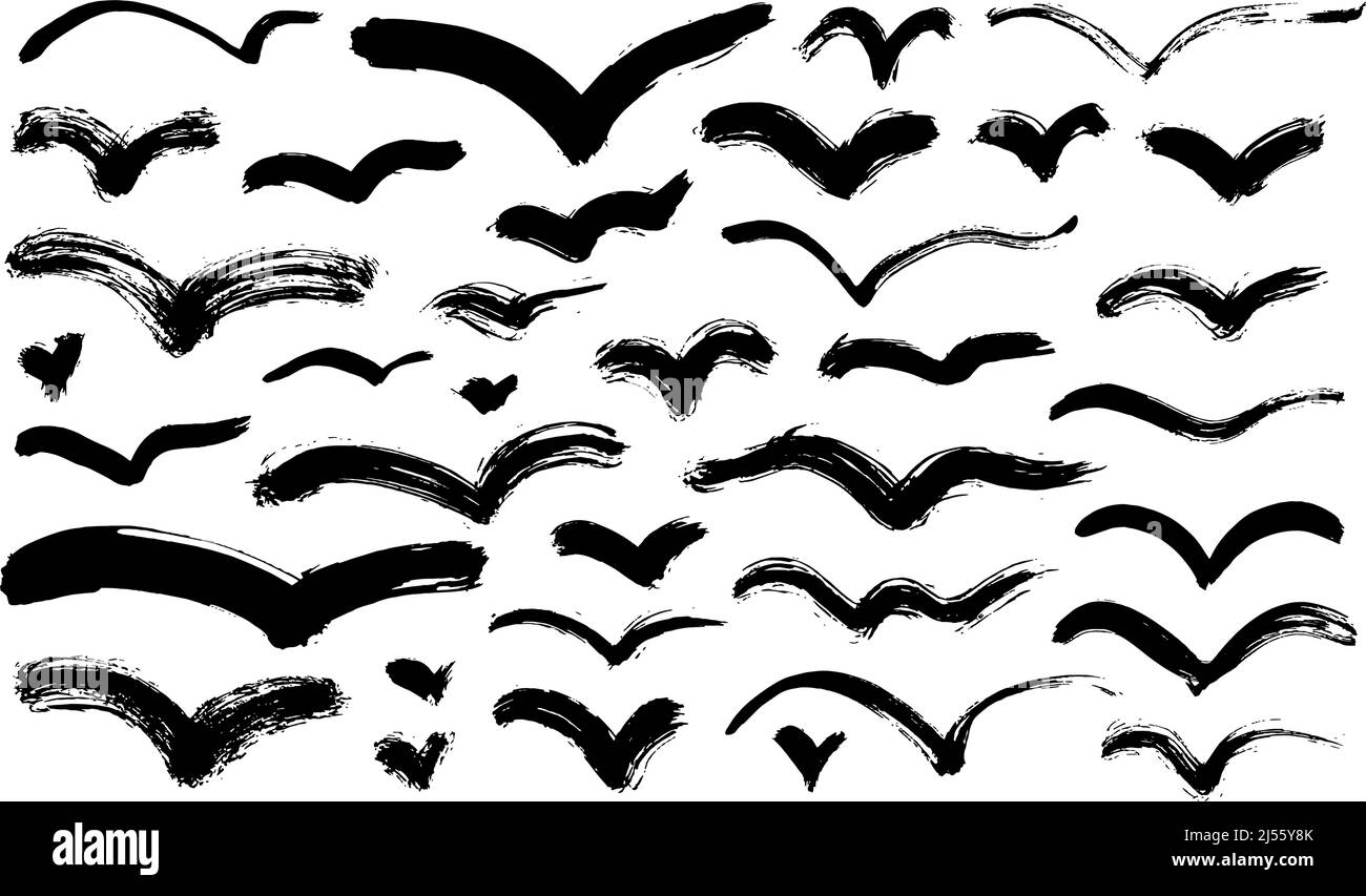 Collection abstrait noir oiseaux vecteur clip arts. Illustration de Vecteur