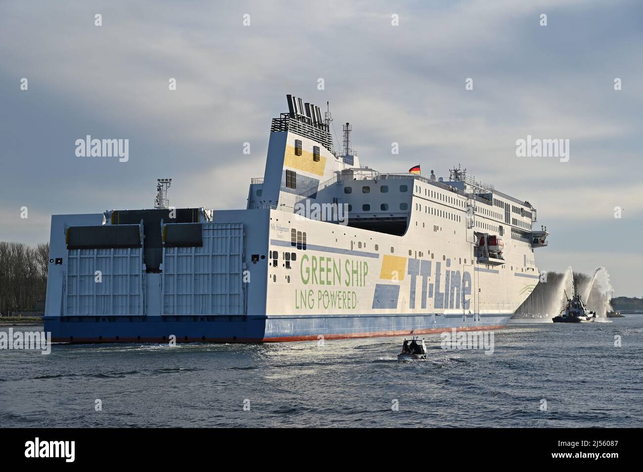 Nouvel appel de TT-Lines NILS HOLGERSSON au port de Lübeck-Travemünde Banque D'Images