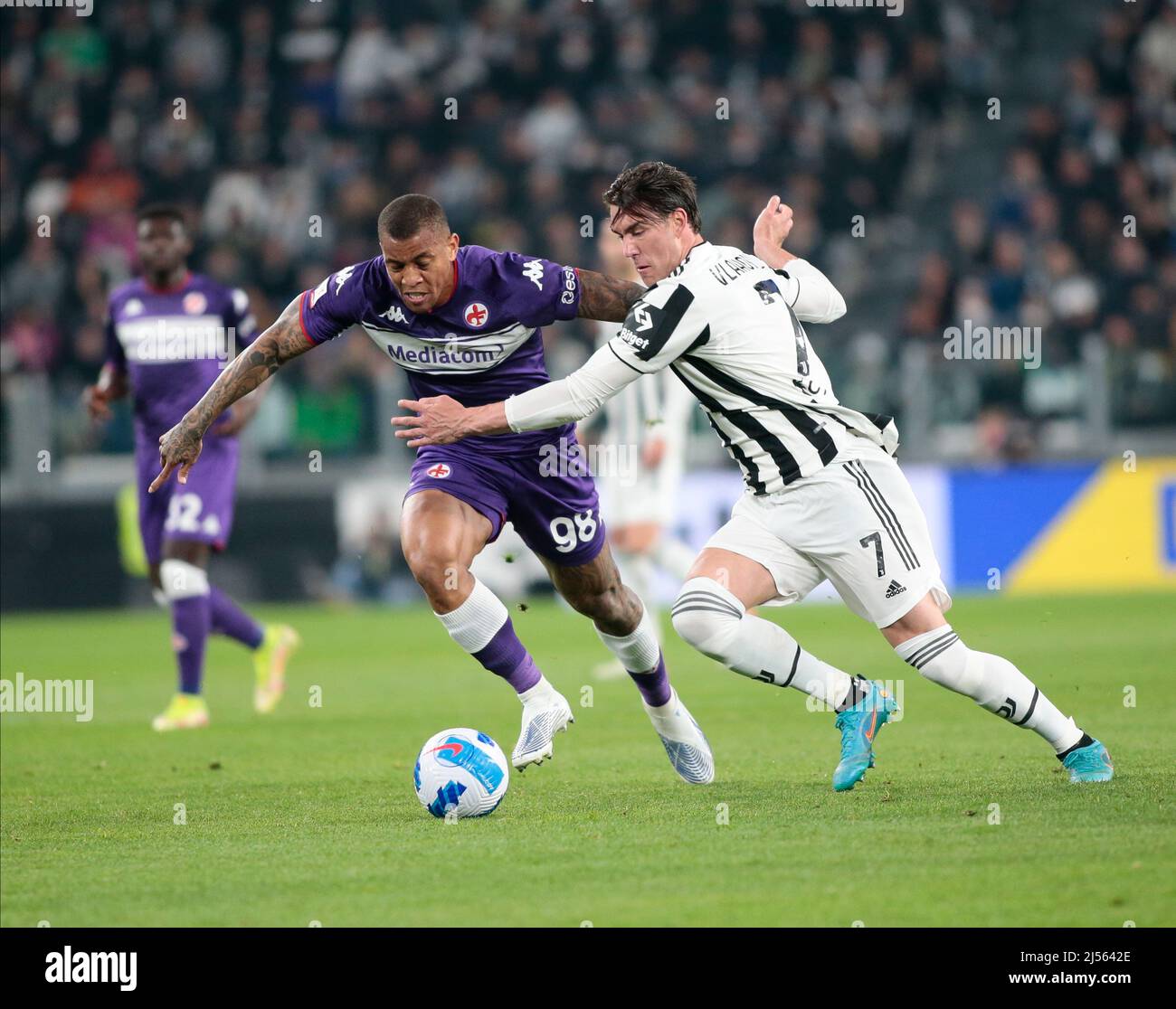 Turin Italie 20 Avril 2022 Dusan Vlahovic De Juventus Fc Et Igor De