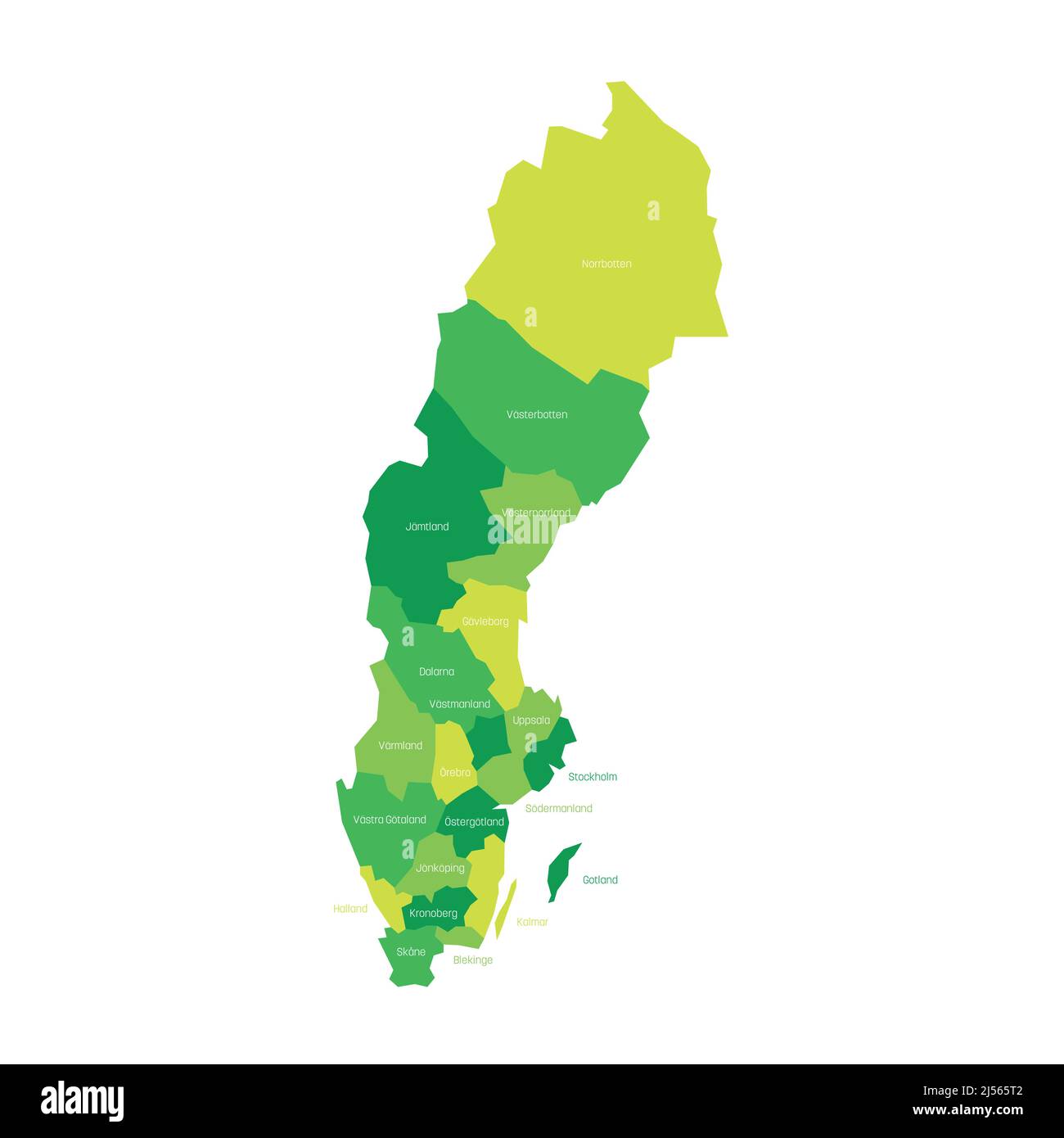 Suède - carte administrative des comtés Illustration de Vecteur