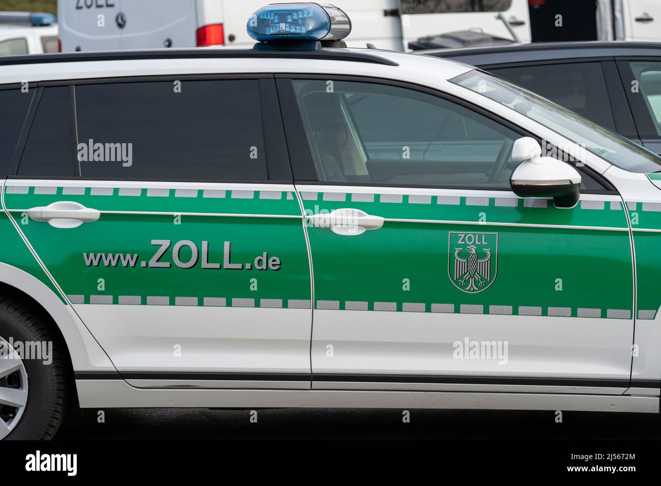 Contrôle conjoint des douanes et de la police, sur l'autoroute A3, en direction de Cologne, dans la zone de repos de Stindertal, contrôle de la contrebande, du vol, de la drogue et des Banque D'Images