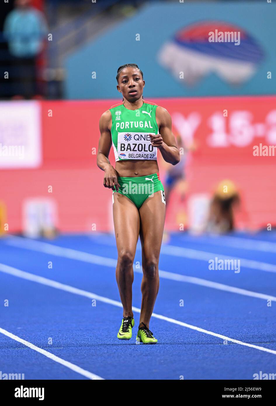 Lorene Dorcas Bazolo participe aux Championnats du monde en salle de Belgrade 2022 dans les 60 mètres. Banque D'Images