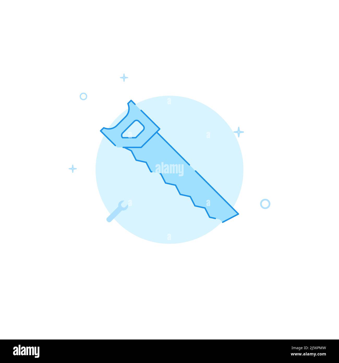 Icône de vecteur de scie à main. Illustration plate. Style de ligne pleine. Conception monochrome bleue. Contour modifiable. Régler l'épaisseur de ligne. Illustration de Vecteur