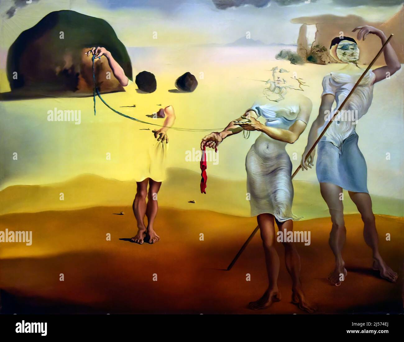 Salvador Dali peinture, Plage enchantée avec trois Grâces fluides, huile sur toile, 1938, huile sur toile Banque D'Images