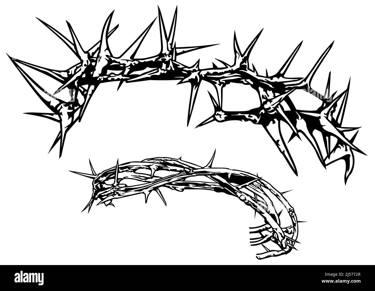 Dessin de deux couronnes de Thorns Illustration de Vecteur