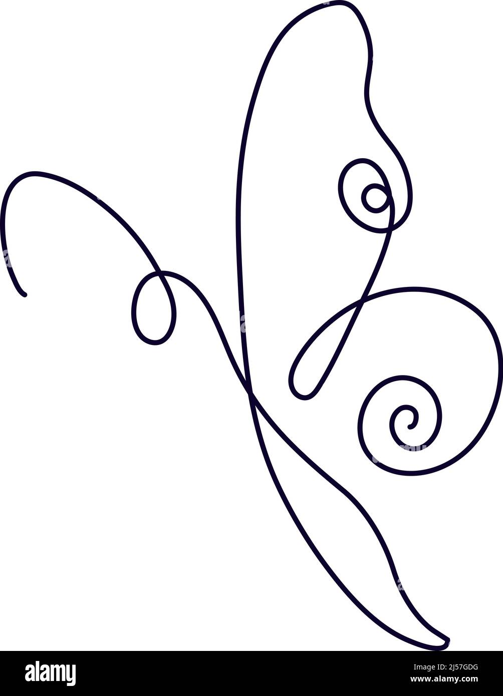 Elément isolé sur fond blanc pour le logotip ou le tatouage.Flying Butterfly dessin de ligne continue. Illustration vectorielle simple dans un cadre tendance Illustration de Vecteur