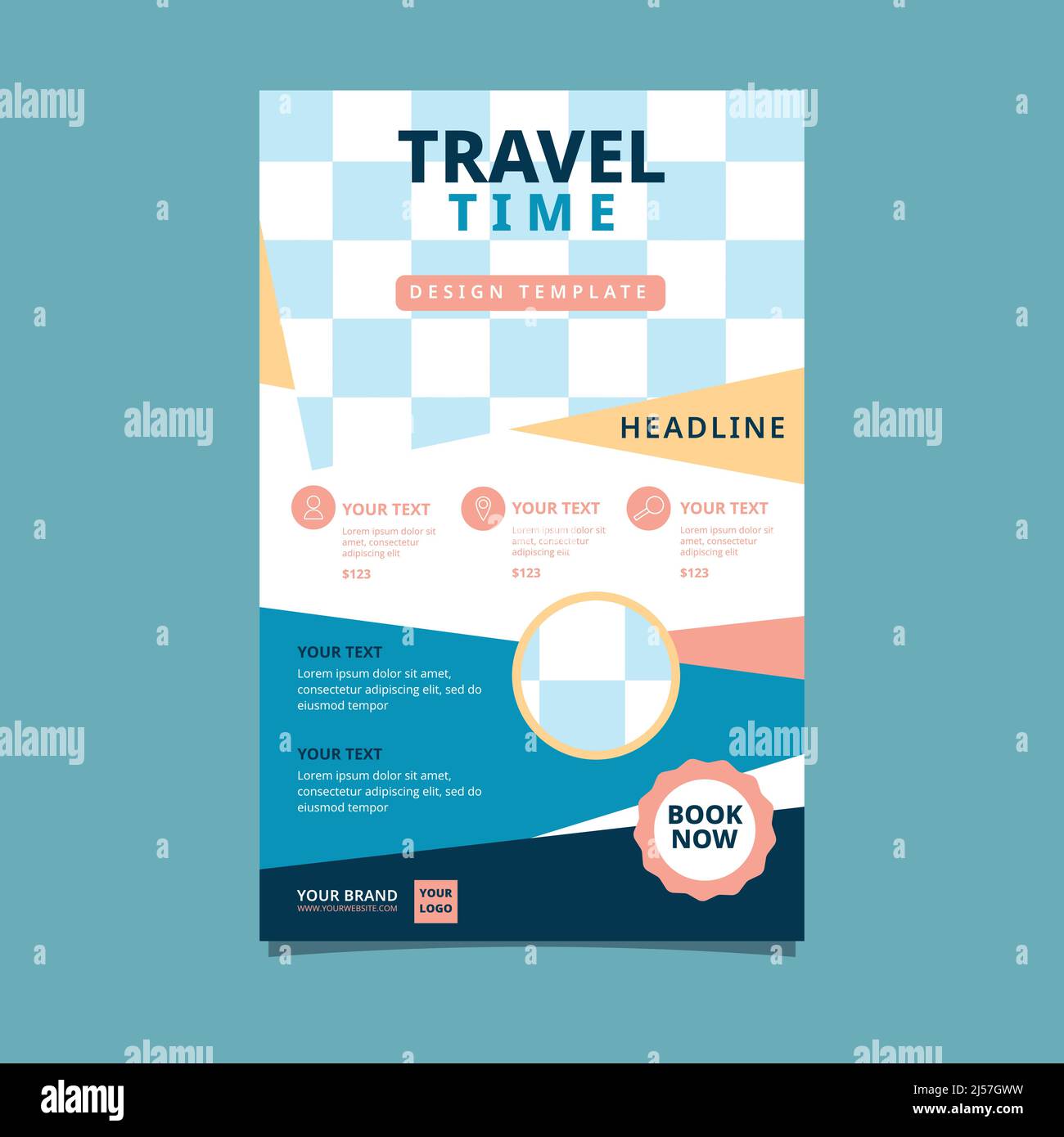 Brochure de la circulaire des vacances de voyage modèle de conception d'espace vierge pour affiche Illustration de Vecteur