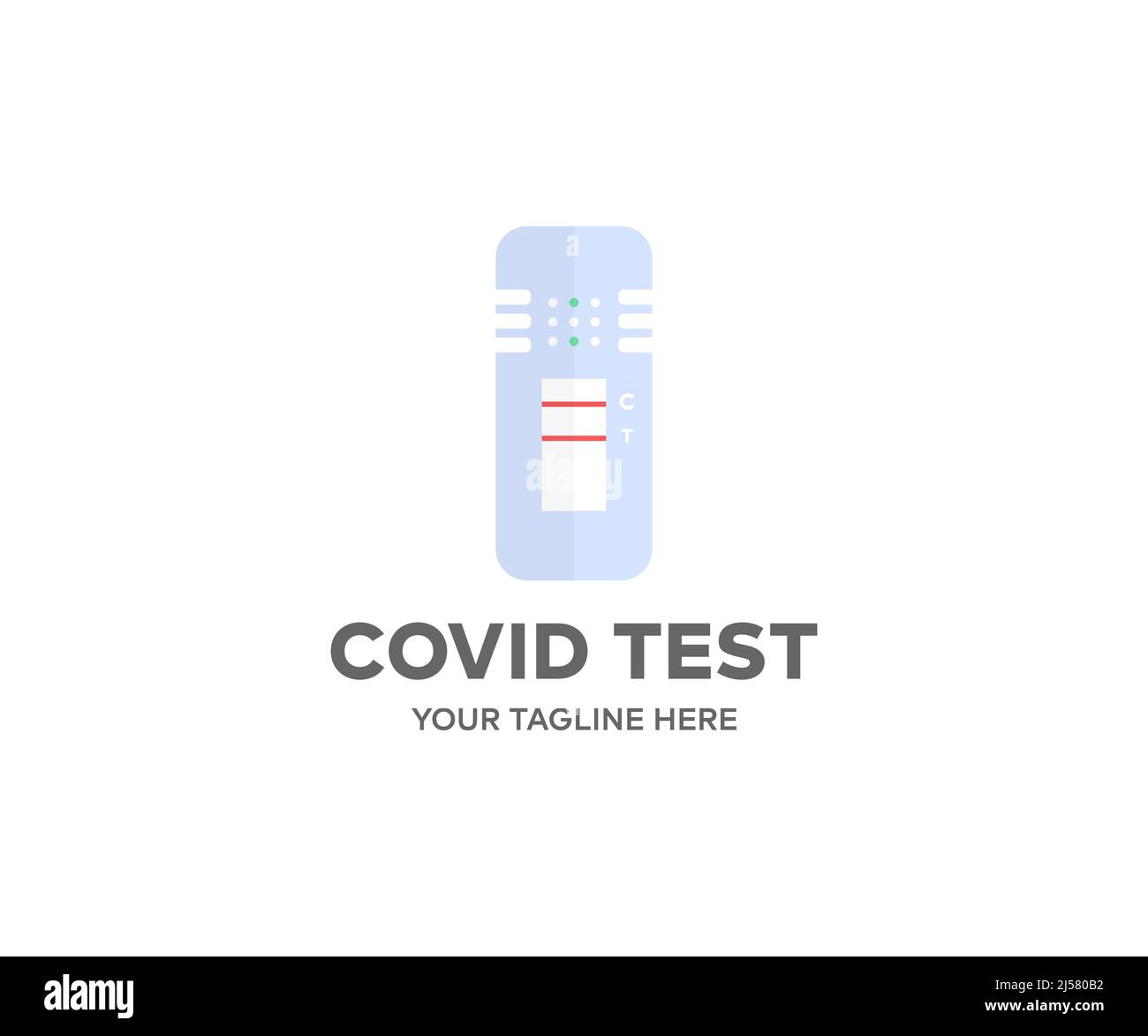 Conception du logo de la médecine, de la quarantaine et de la pandémie. Résultat positif pour la COVID-19 avec kit de test pour la conception du vecteur de la maladie virale COVID-19 2019-nCoV. Illustration de Vecteur