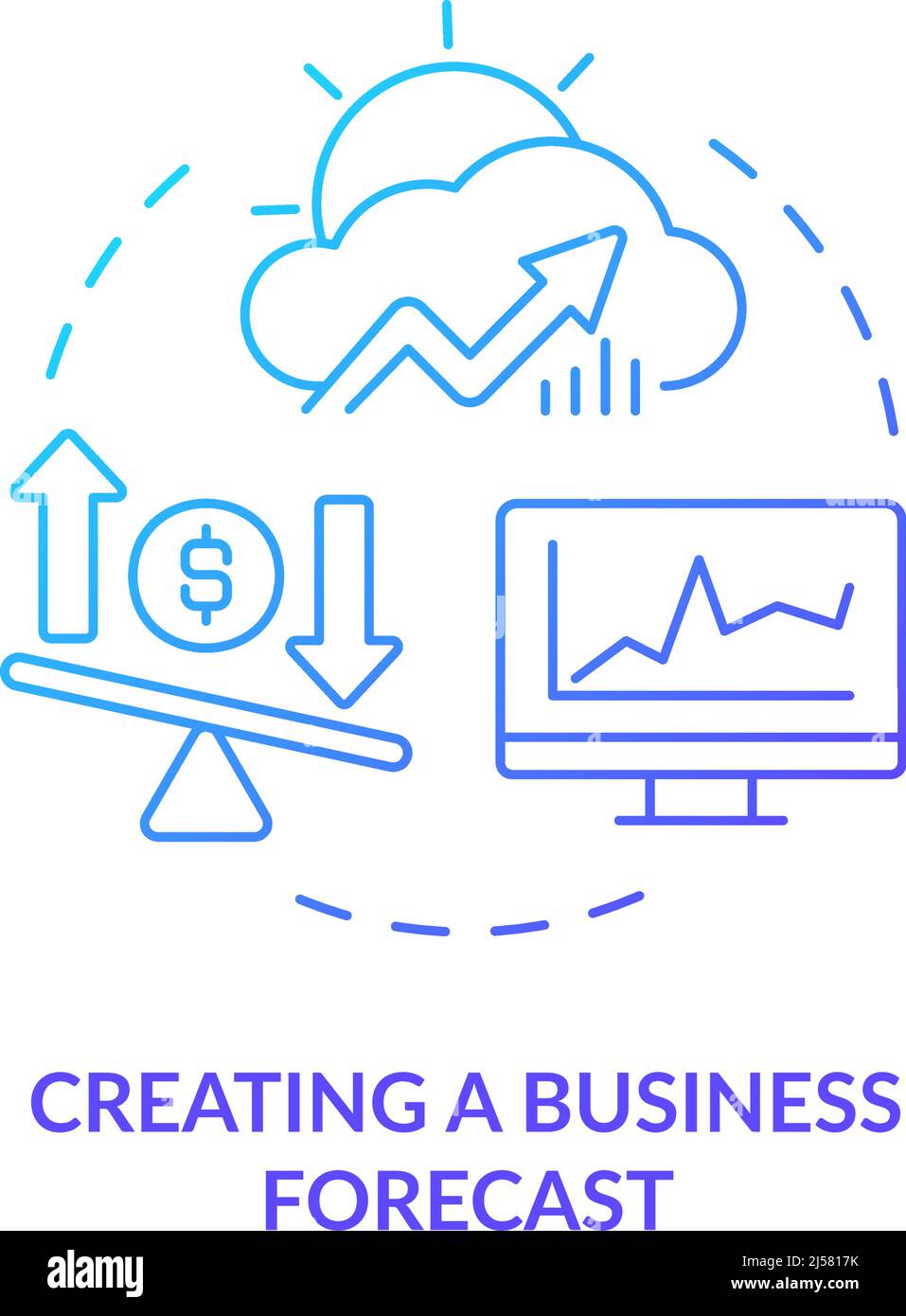 Icône de concept de gradient bleu de création de prévision d'entreprise Illustration de Vecteur