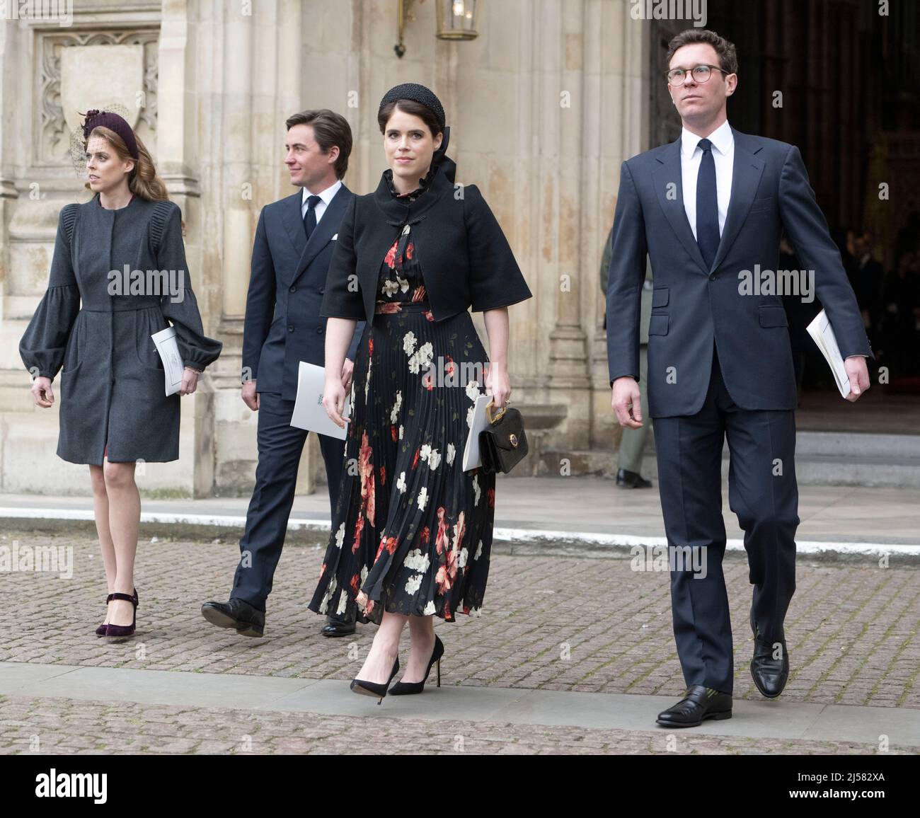 Londres, Royaume-Uni. 29 mars 2022. La princesse Beatrice et le mari Edoardo Mapelli Mozzi, et la princesse Eugénie et le mari Jack Brooksbank assistent à un mémorial Banque D'Images