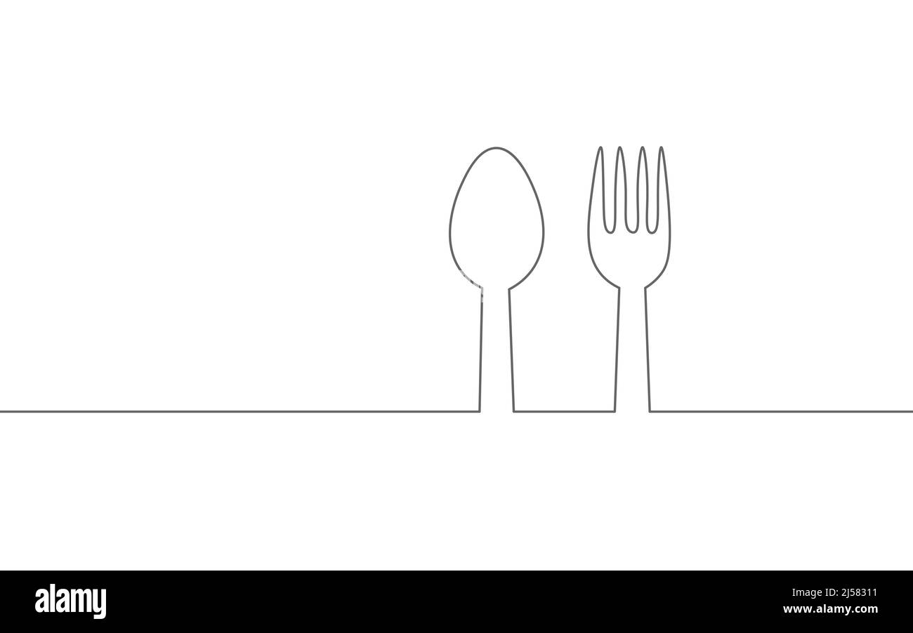 Concept gastronomique de la fourchette à cuillère d'une ligne. Plat de  cuisson à soupe savoureuse en continu. Illustration vectorielle de la  cuisine du restaurant gastronomique Image Vectorielle Stock - Alamy