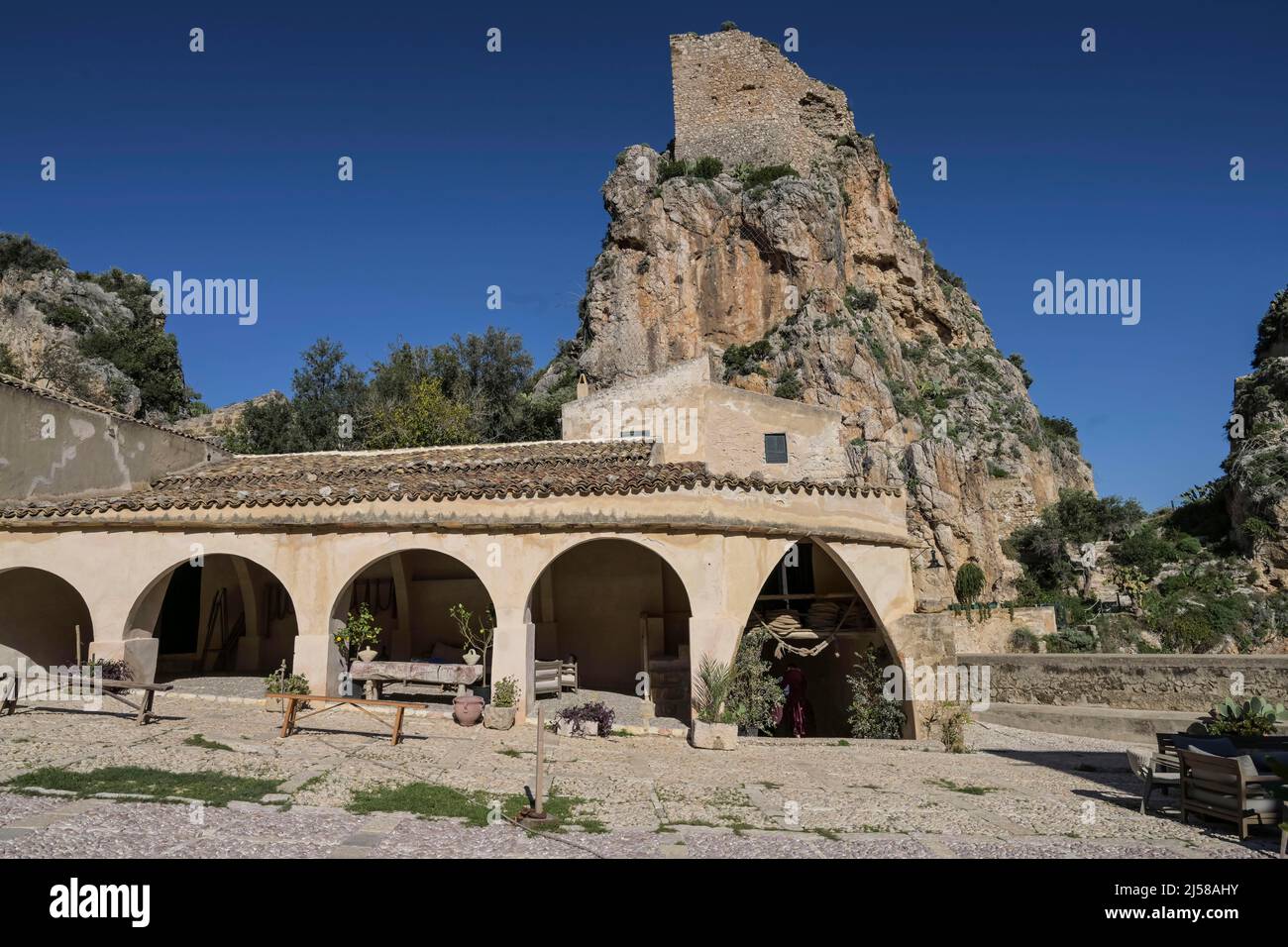 Ancienne pêche Tonnara di Scopello, Sicile, Italie Banque D'Images