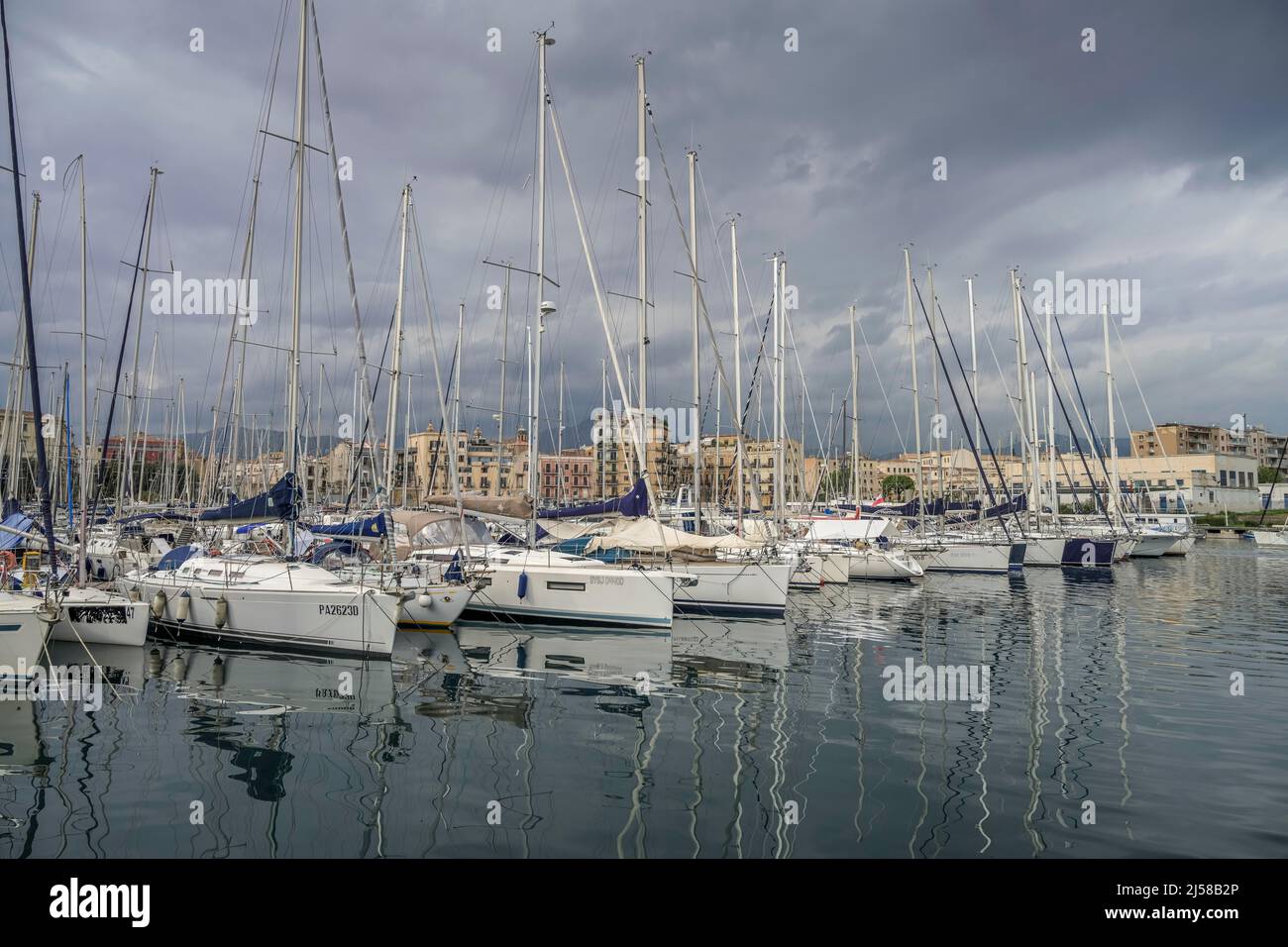 La Cala Marina et le port, Palerme, Sicile, Italie Banque D'Images