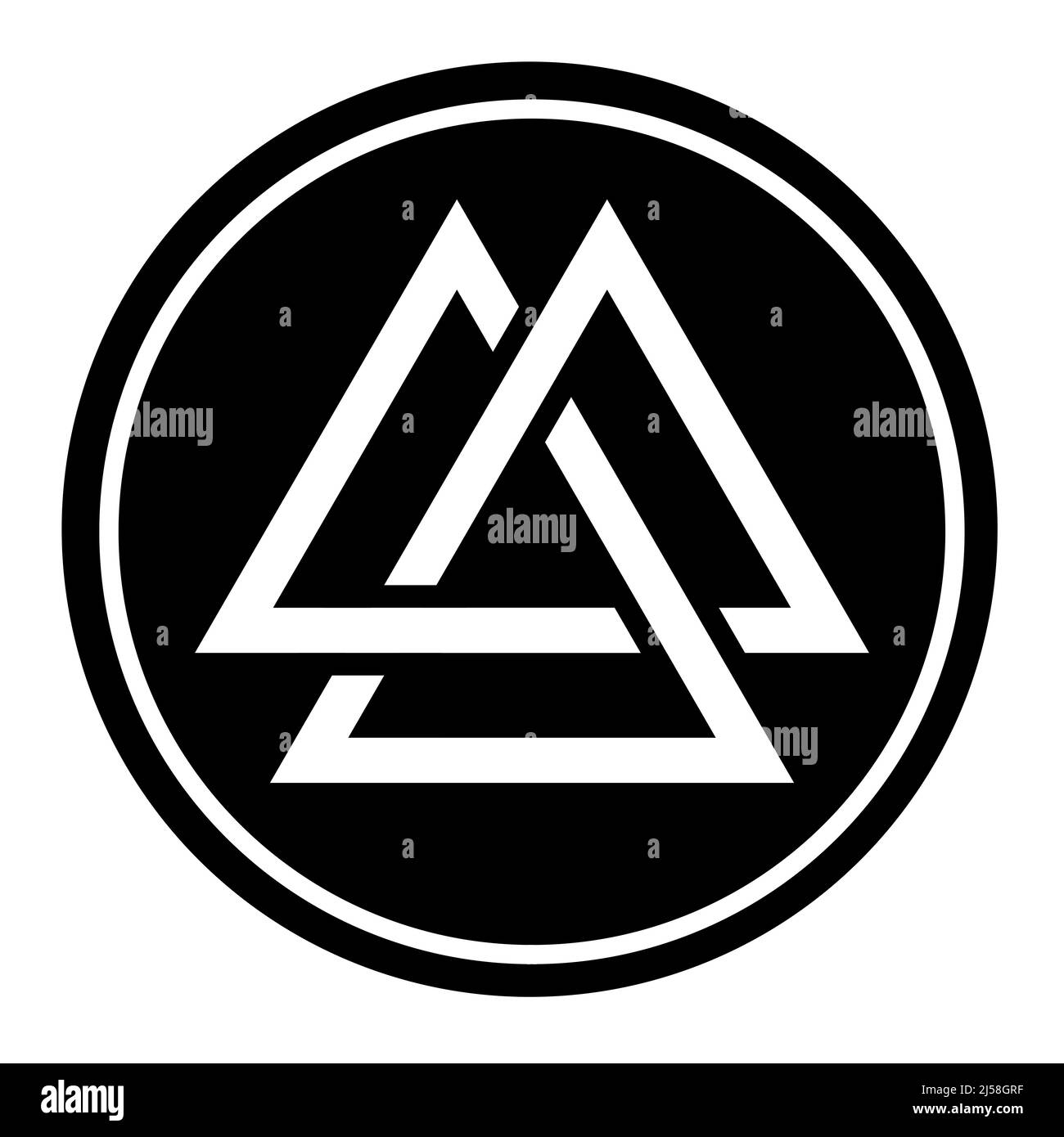 Symbole Valknut dans un cercle noir Banque D'Images