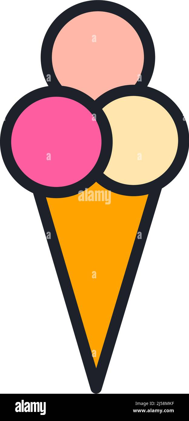 Icône de cône de crème glacée. Nourriture et boissons icônes de couleur de ligne isolées Illustration de Vecteur