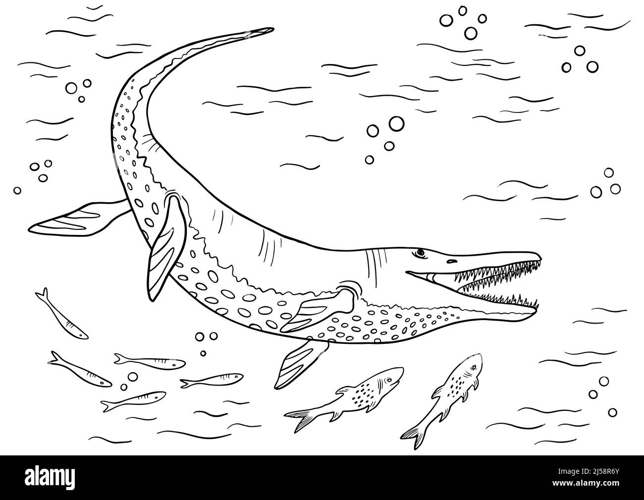 Dinosaur coloriage page pour l'éducation et le plaisir. Illustration préhistorique noir et blanc. Illustration de Vecteur