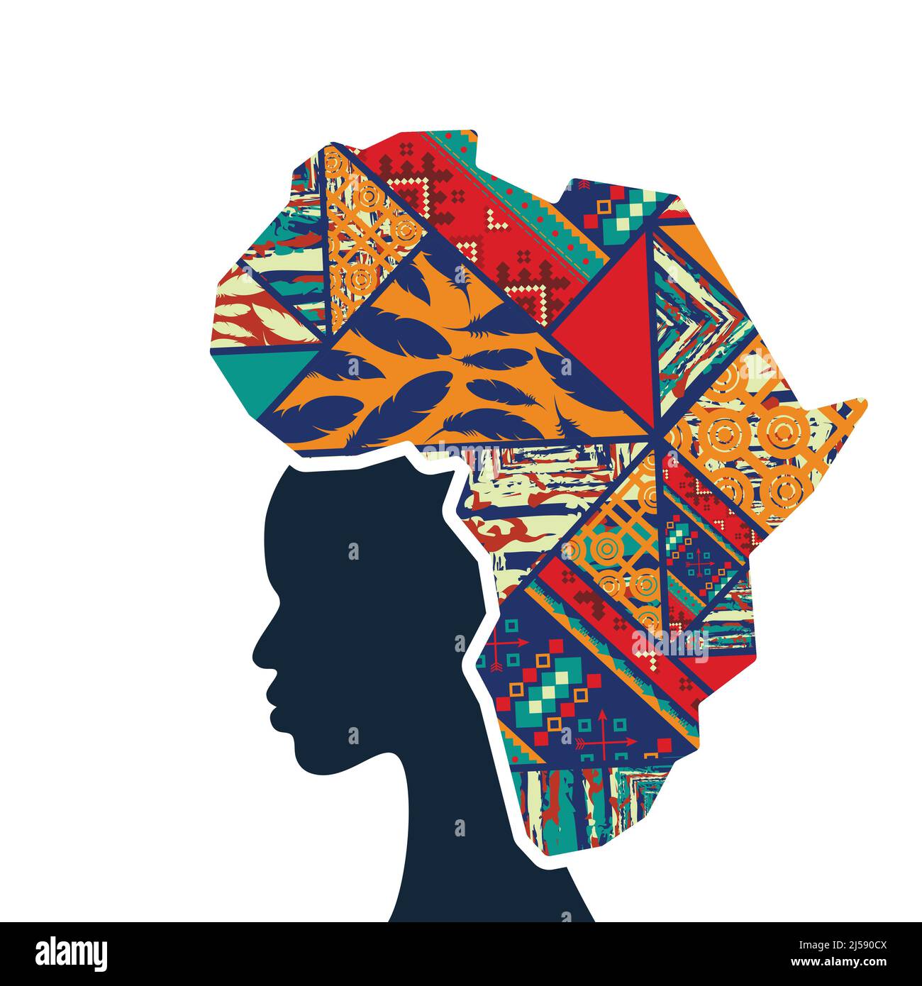 Continent africain noir de fond de femme Illustration de Vecteur