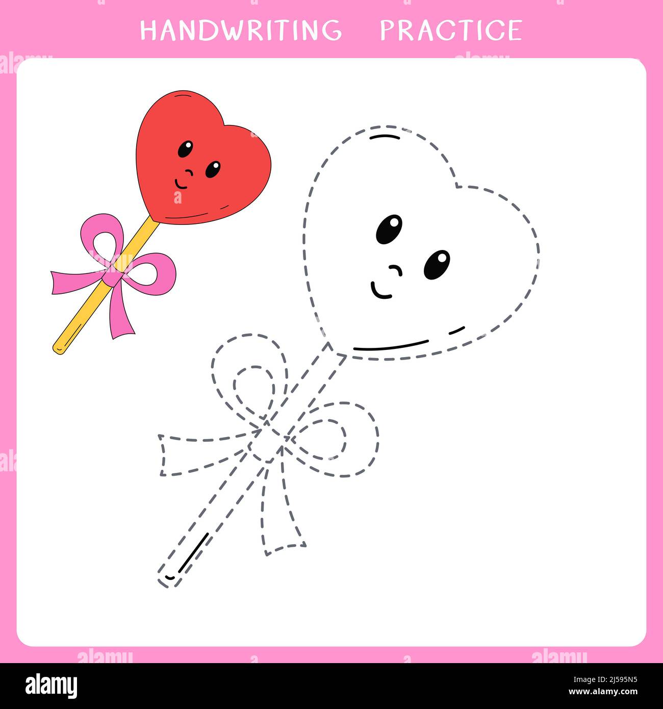 Joli Lollipop en forme de coeur pour le livre de coloriage Banque D'Images