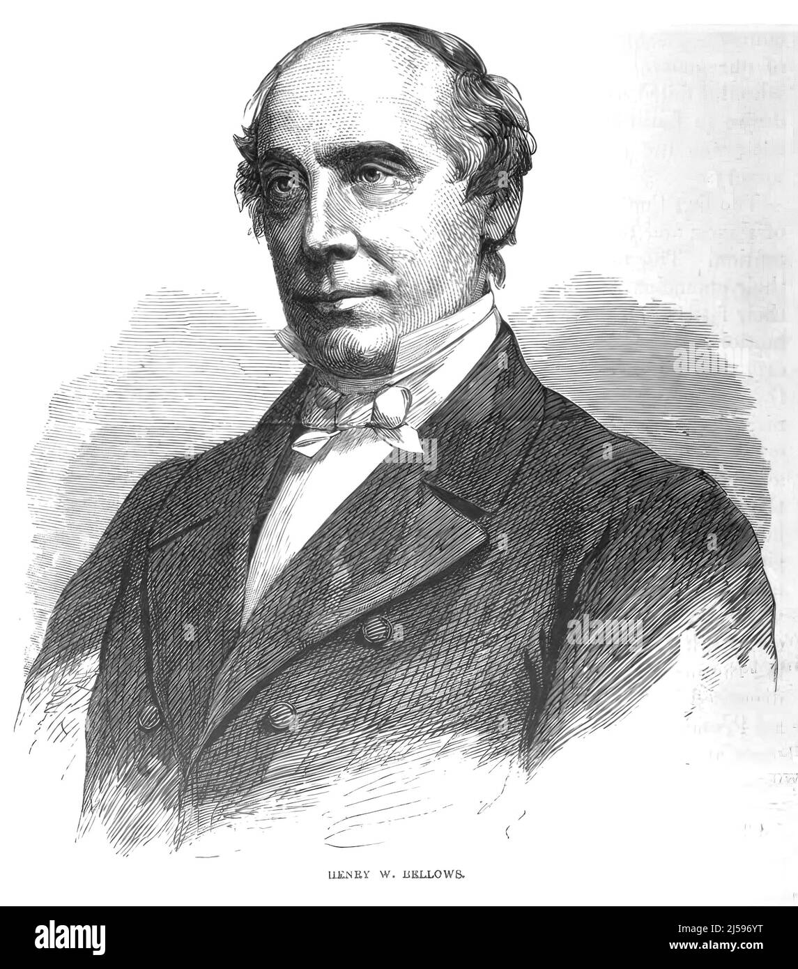 Portrait de Henry Whitney Bellows, planificateur et président de la Commission sanitaire des États-Unis pendant la guerre de Sécession. illustration du siècle 19th Banque D'Images