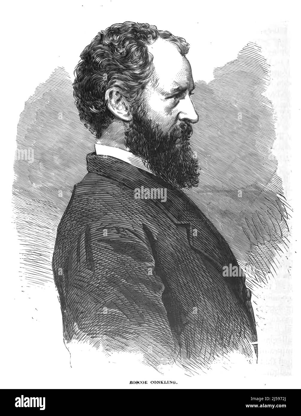 Portrait de Roscoe Conkling, membre du Congrès et sénateur de New York. illustration du siècle 19th Banque D'Images