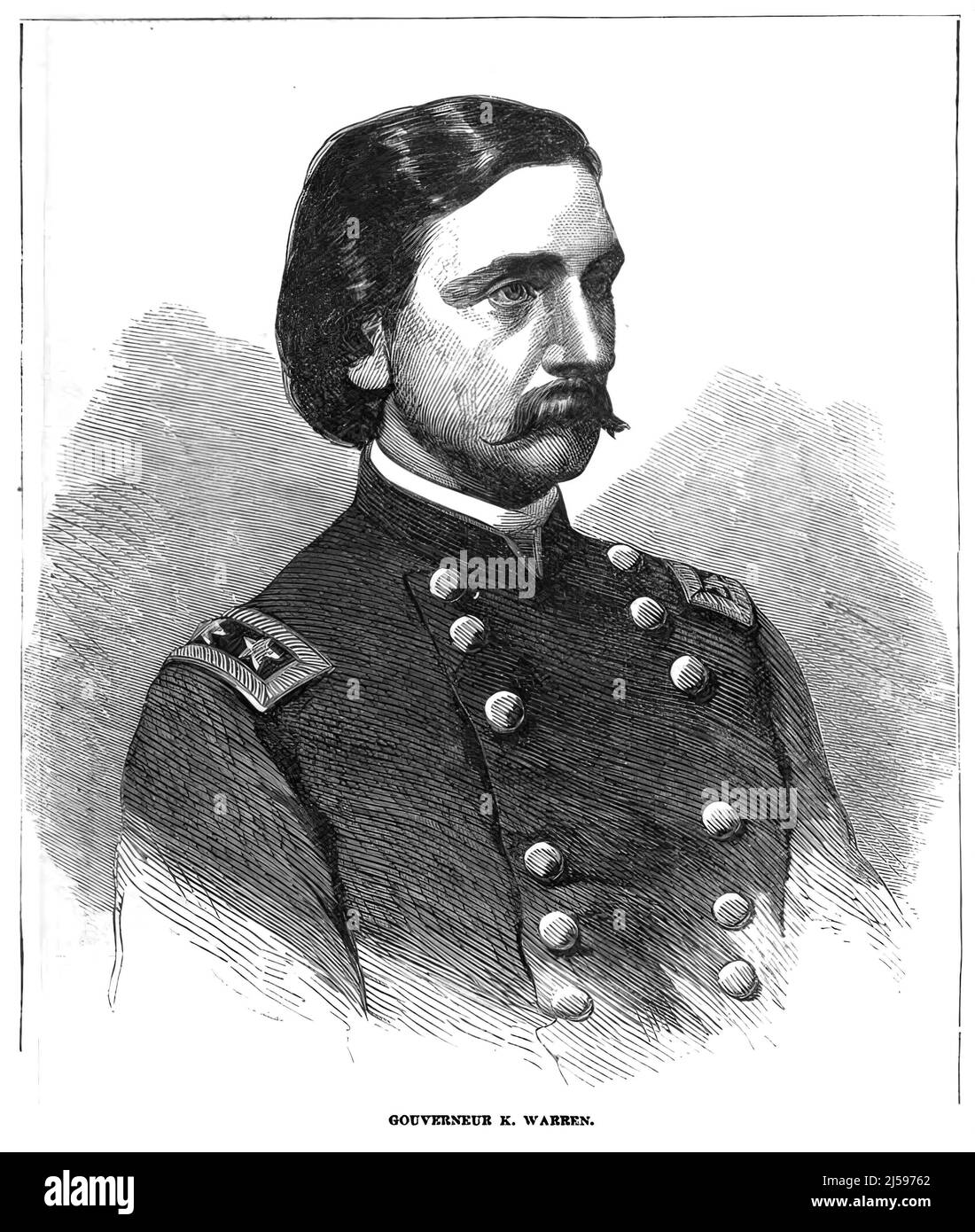 Portrait du Gouverneur Kemble Warren, général de l'Armée de l'Union dans la Guerre civile américaine. illustration du siècle 19th Banque D'Images
