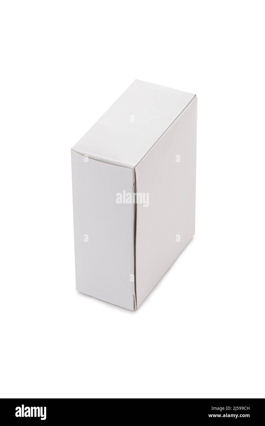 Boîte en carton blanche fermée isolée sur fond blanc avec un chemin de découpe Banque D'Images