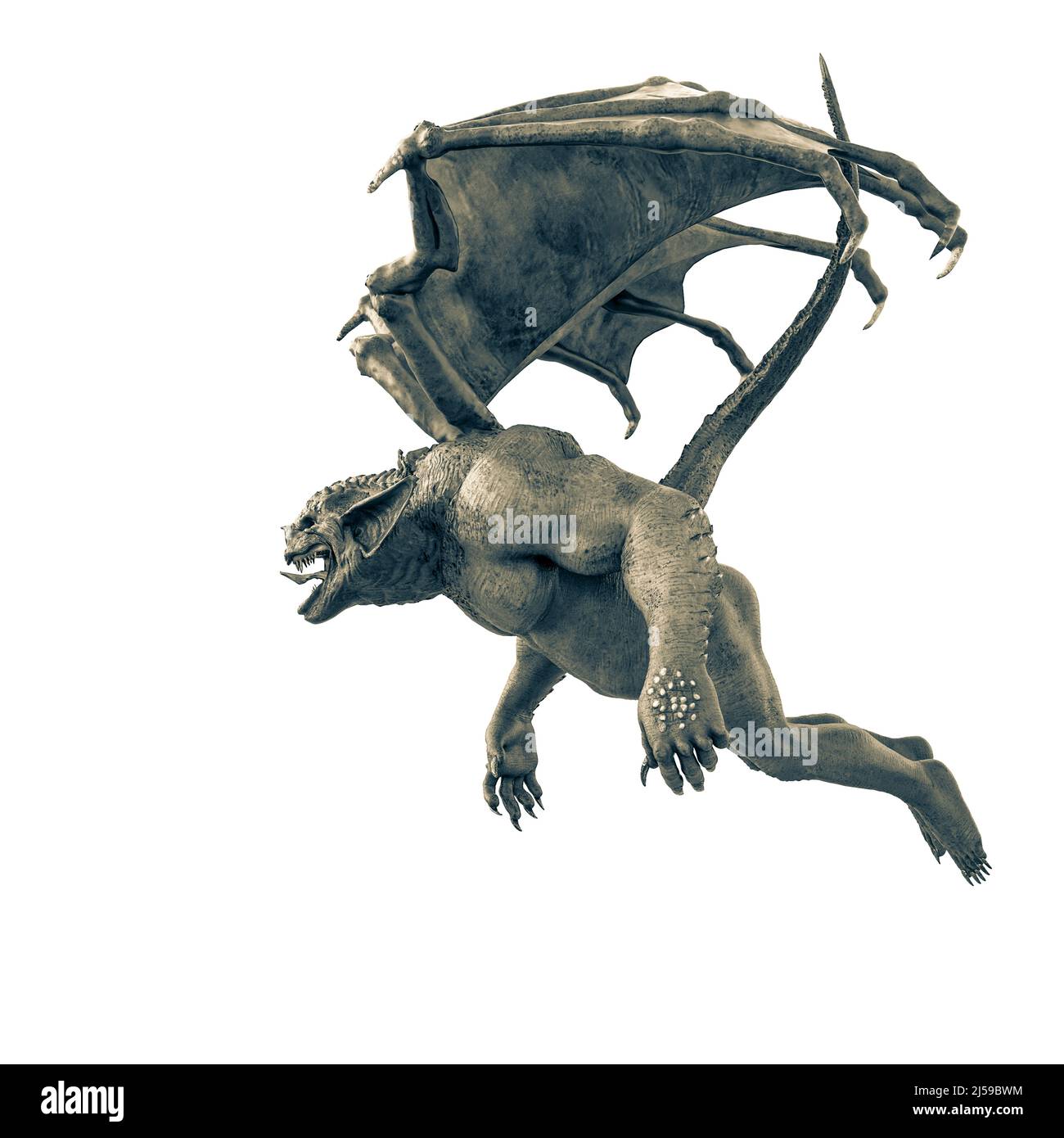 gargoyle est une vue latérale volante, illustration 3d Banque D'Images