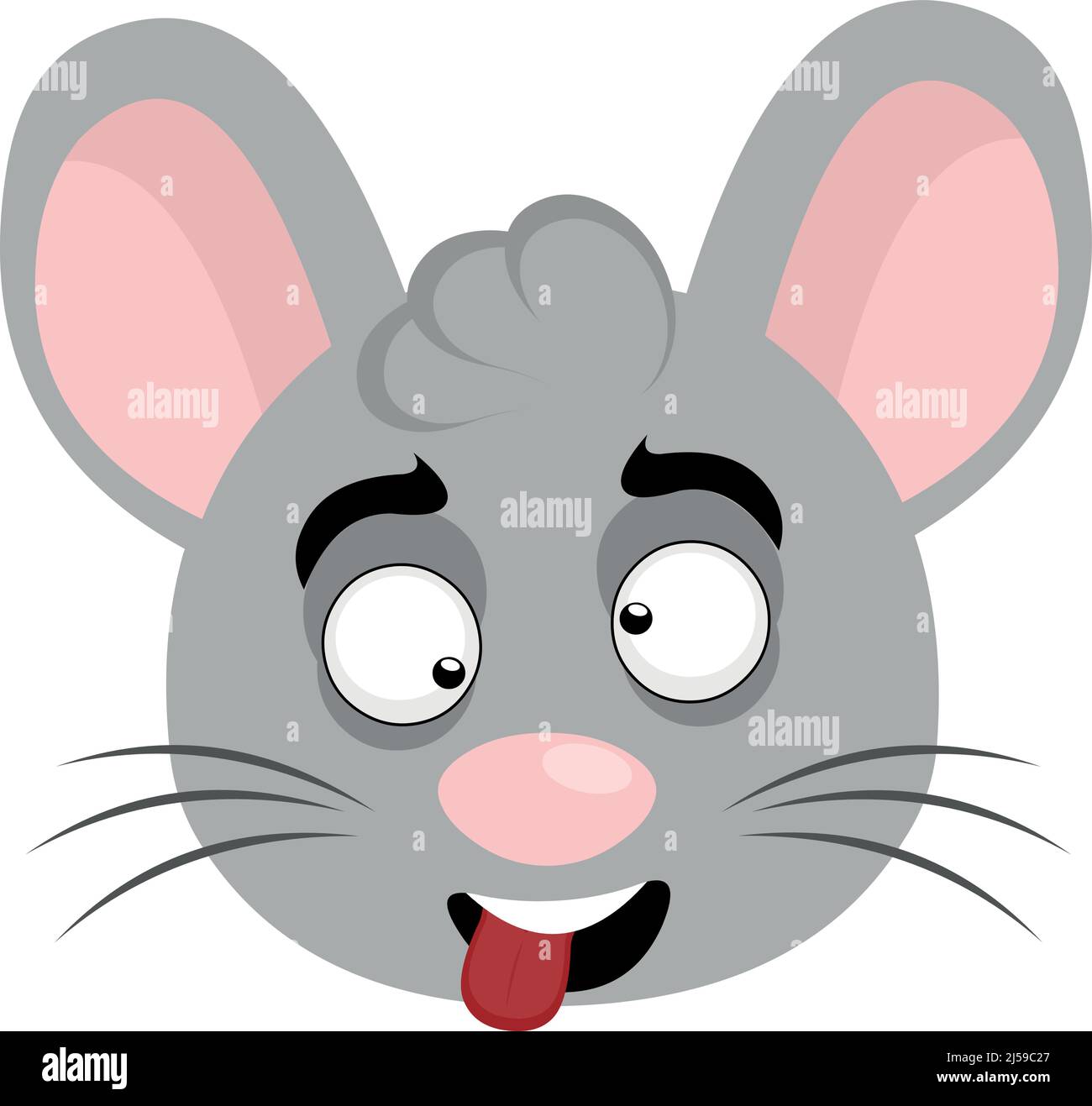 Illustration vectorielle d'un visage de souris de dessin animé avec une expression folle Illustration de Vecteur