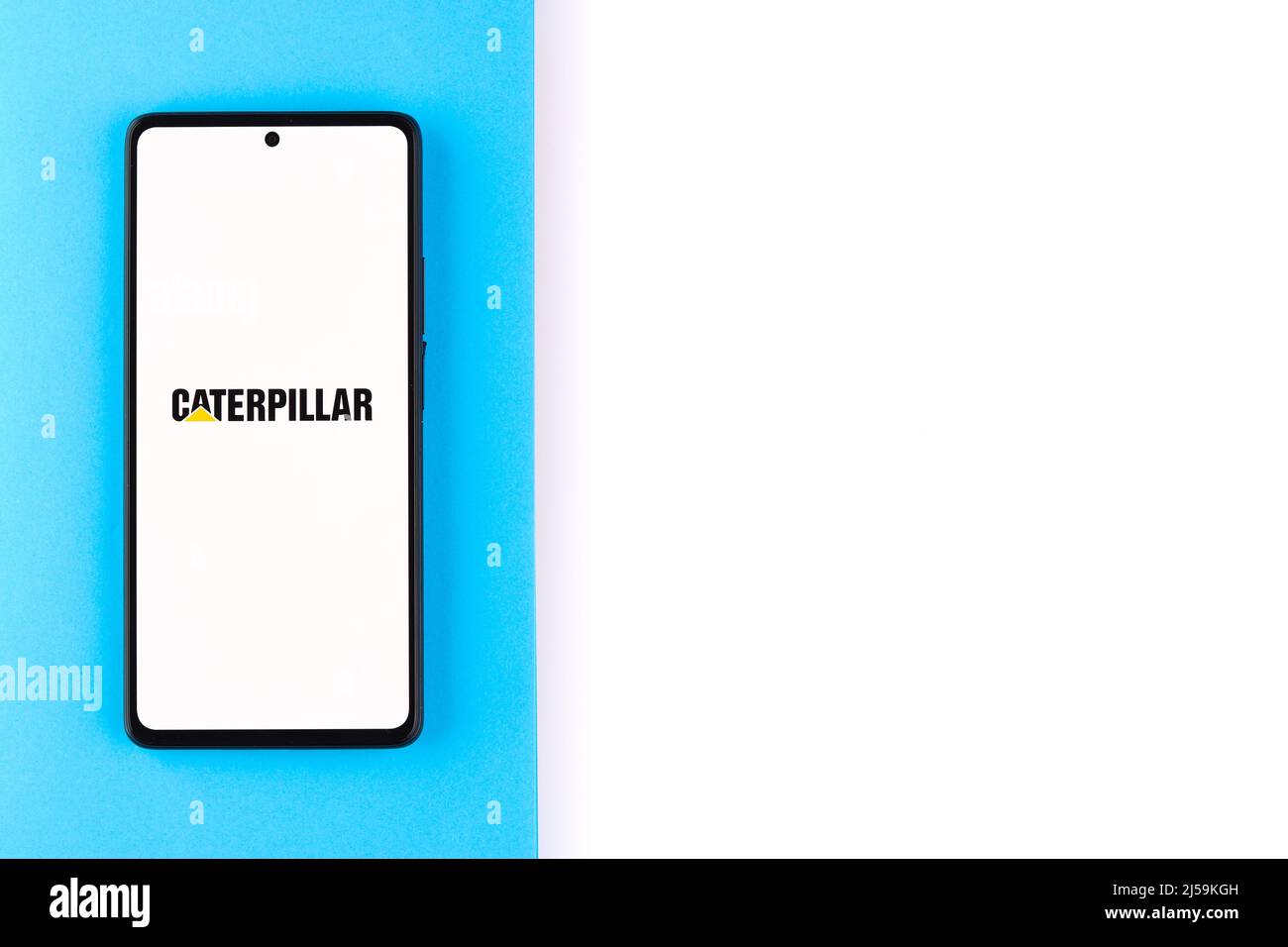 West Bangal, Inde - 20 avril 2022 : logo Caterpillar sur l'image du stock d'écran du téléphone. Banque D'Images