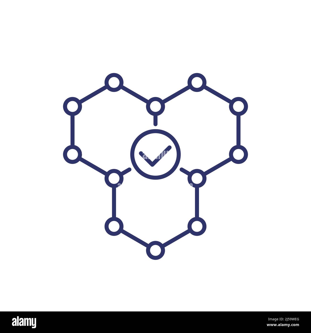 icône de ligne de polymère avec une molécule Illustration de Vecteur