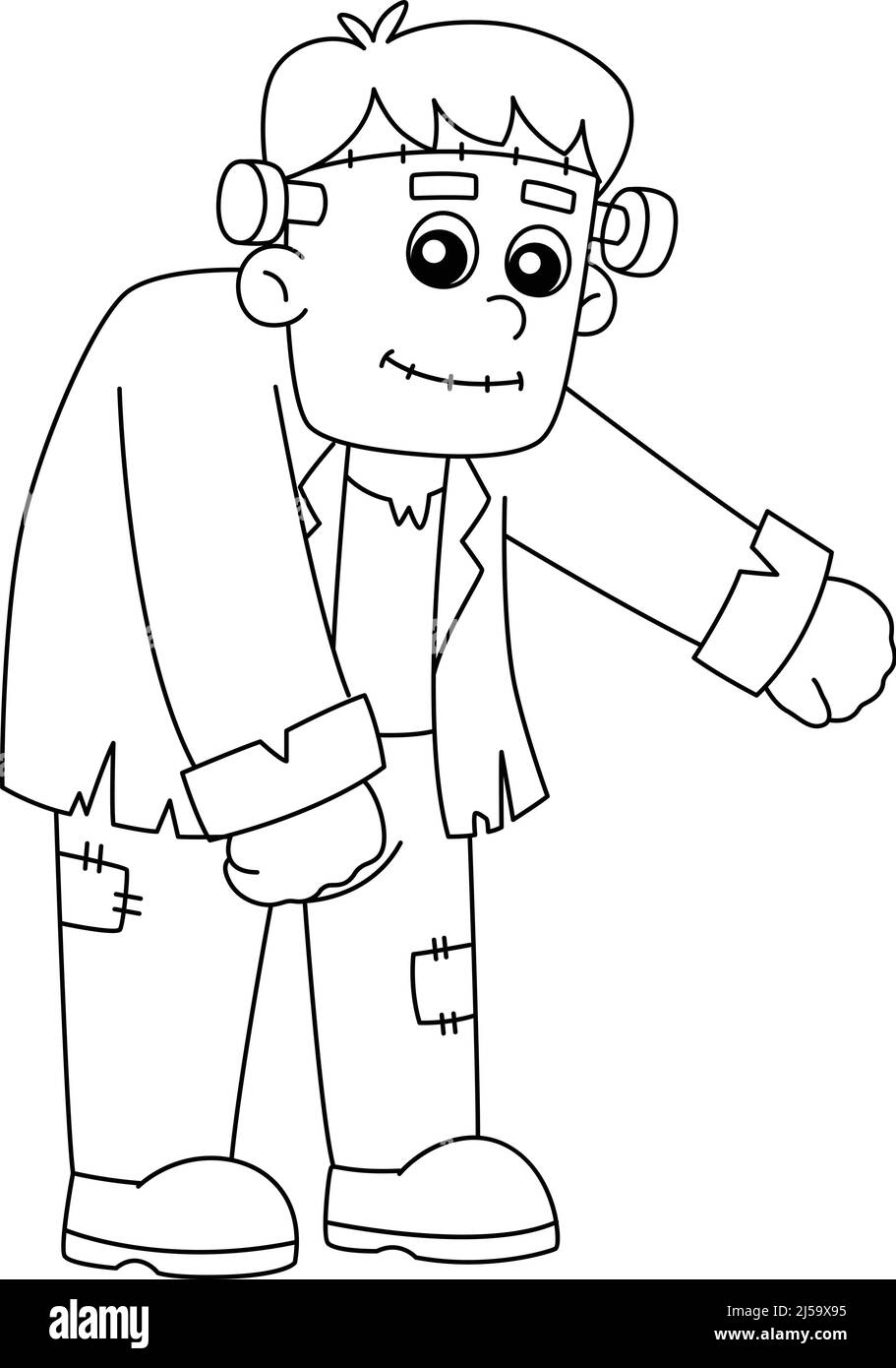 Frankenstein Halloween coloriage page isolé Illustration de Vecteur