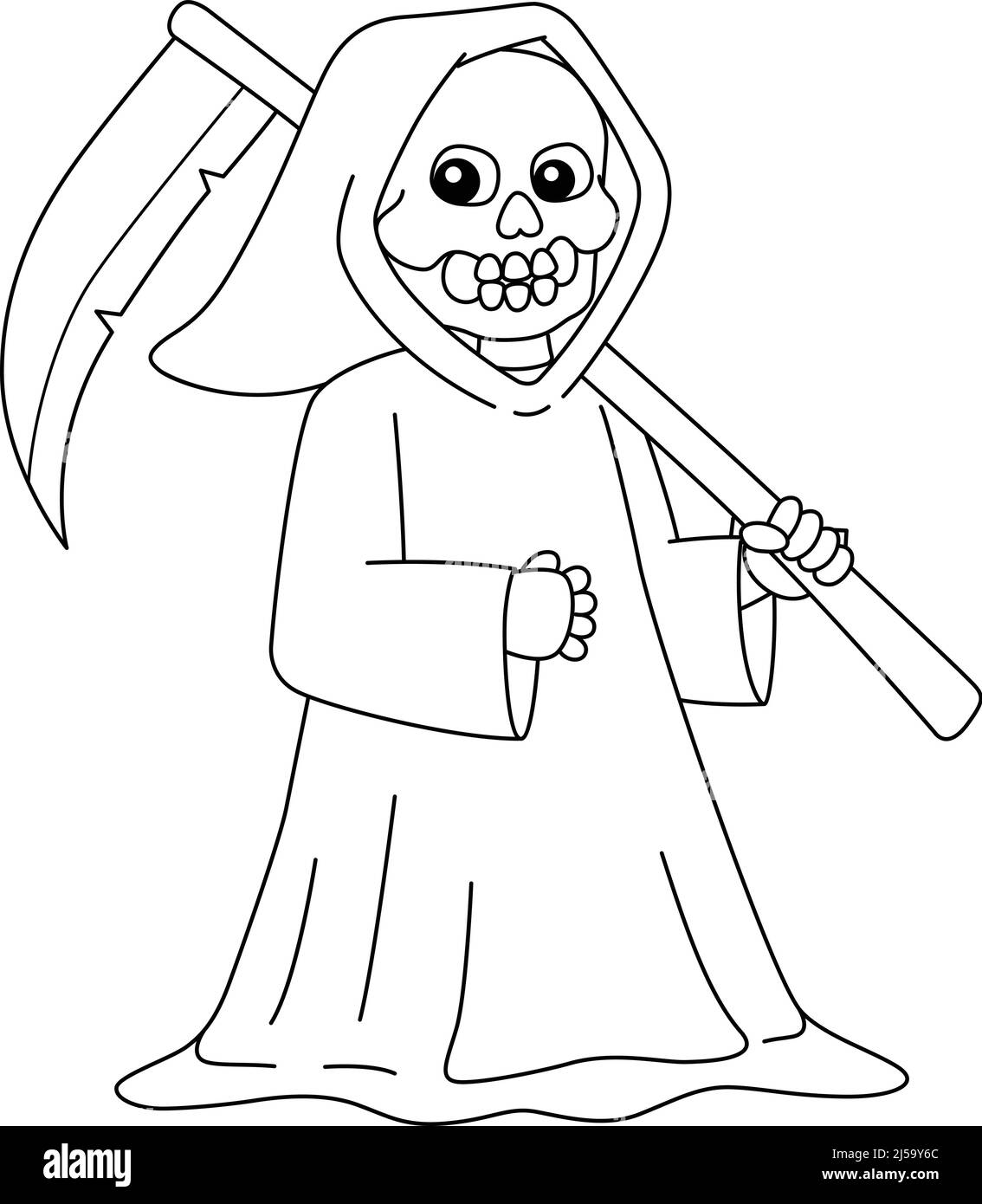 Grim Reaper Halloween coloriage page isolé Illustration de Vecteur