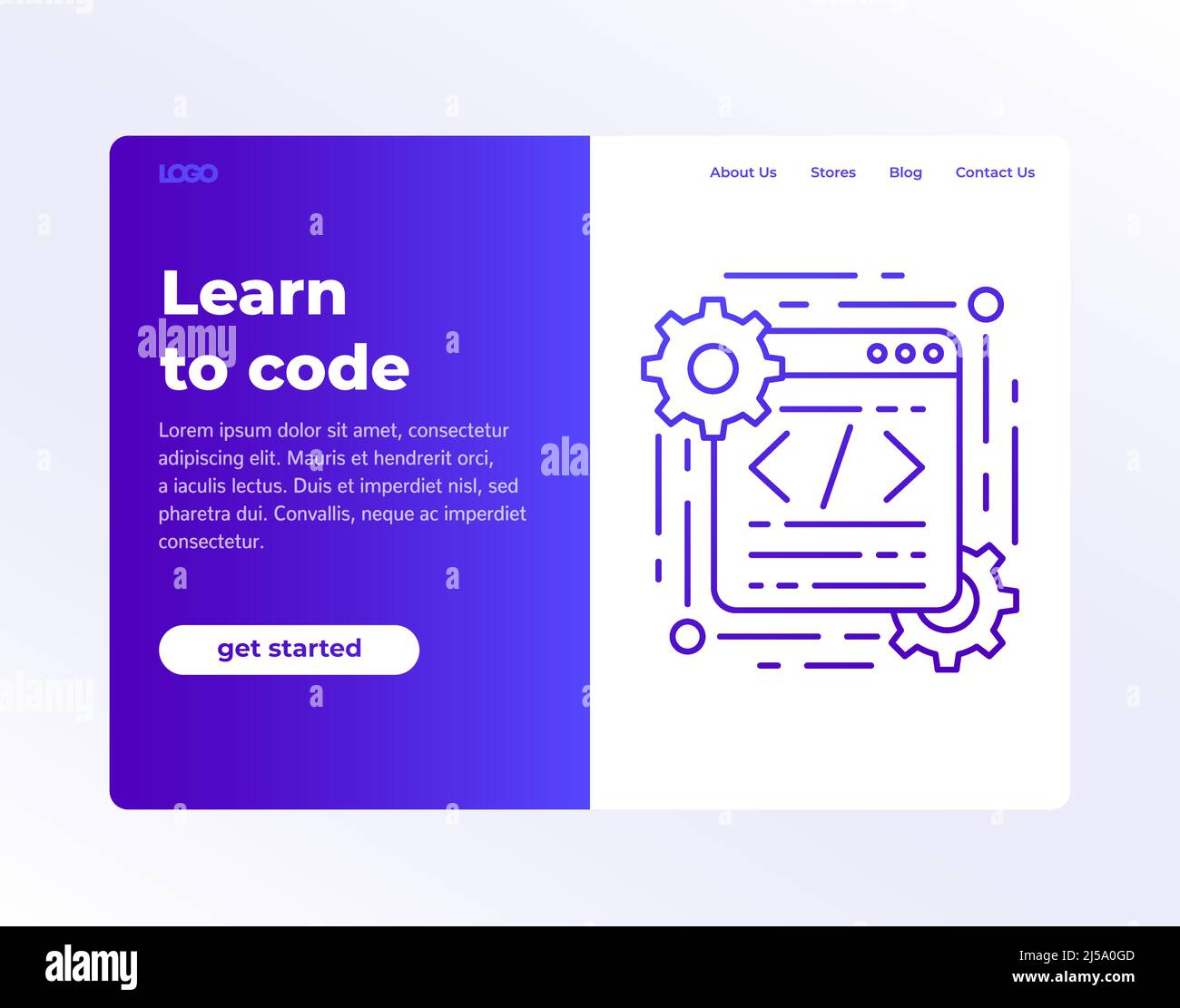 Apprenez à coder la page Web, la conception de bannière Illustration de Vecteur
