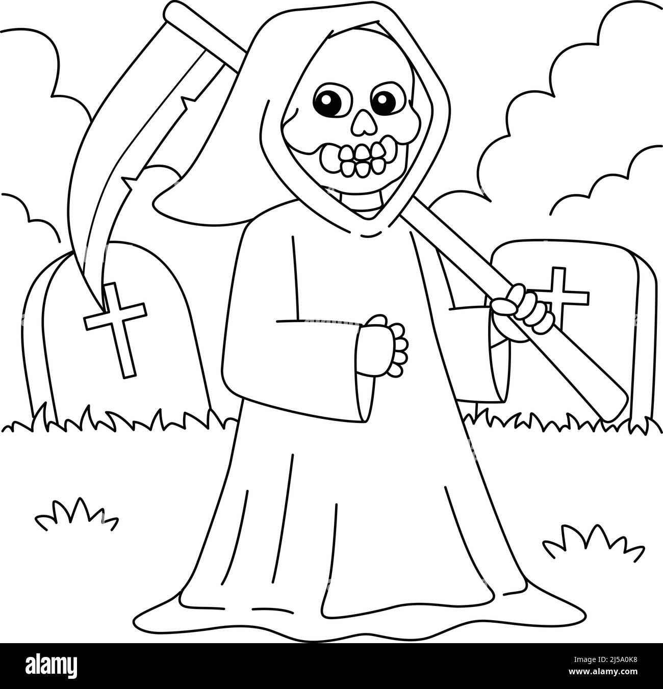 Grim Reaper Halloween coloriage page pour enfants Illustration de Vecteur