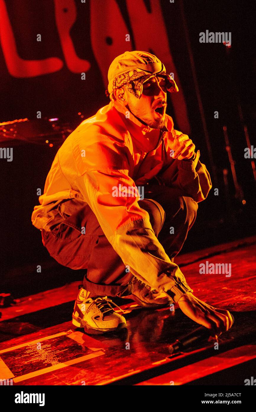 Milan Italie. 21 avril 2022. L'auteur-compositeur-interprète français François Przybylski, connu sur scène sous le nom d'AWIR LEON, se présente à Alcatraz pour ouvrir le spectacle de Woodkid. Banque D'Images