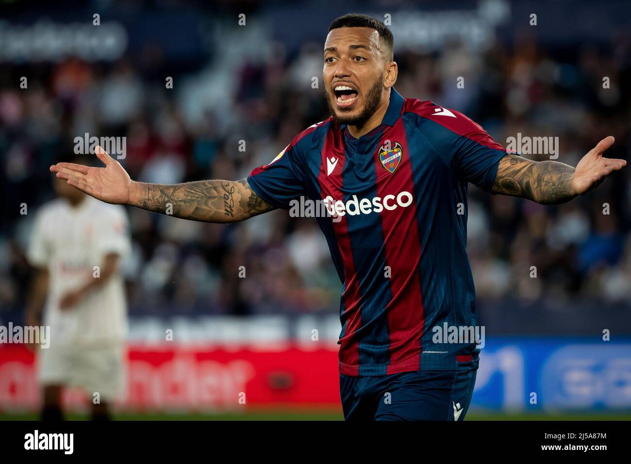 Valence, Espagne, 21 avril 2022. Avant de Levante Ruben Vezo pendant le match de la Liga entre Levante ud vs Sevilla FC photo par Jose Miguel Fernandez /Alay Live News ) Banque D'Images