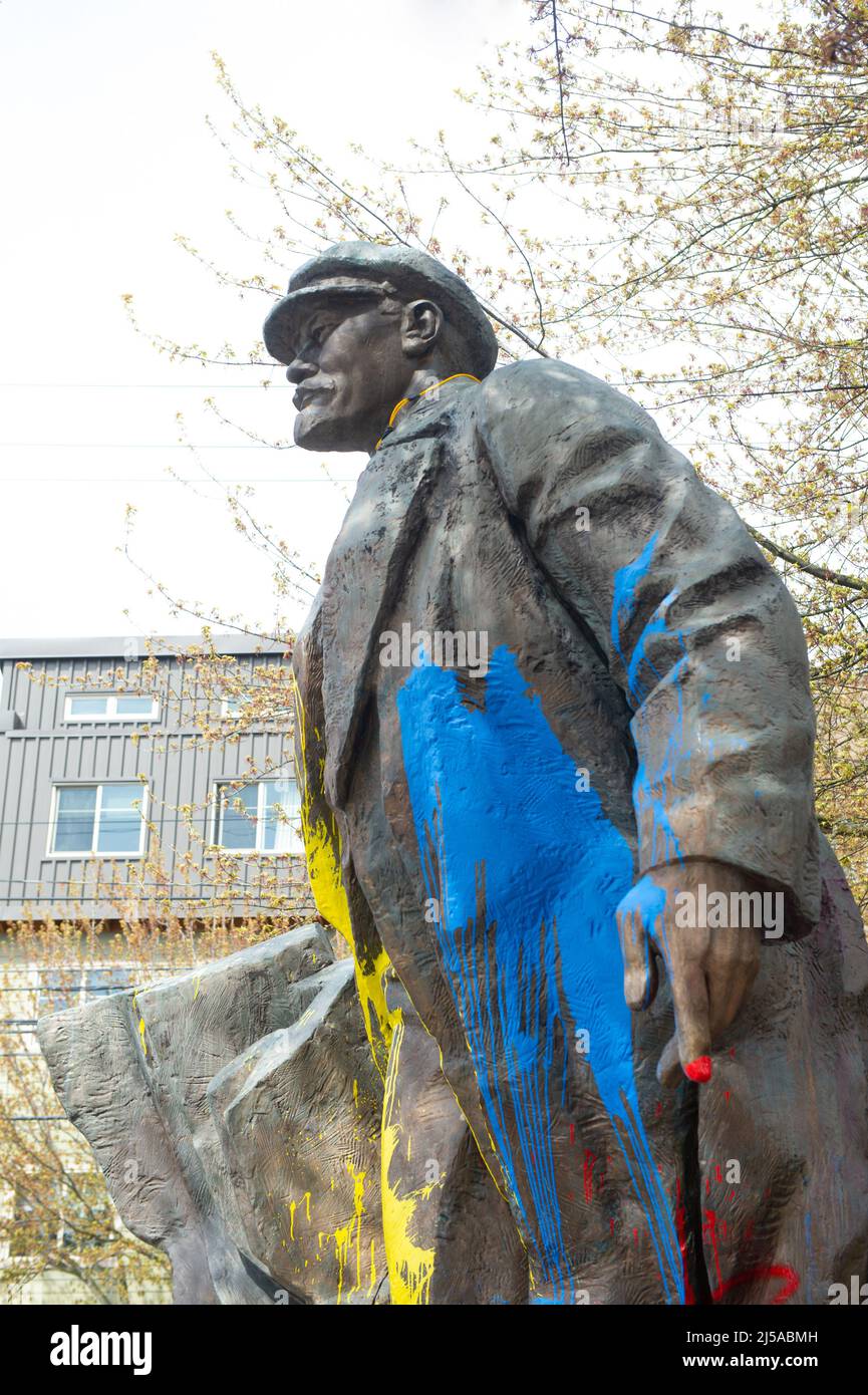 La statue de Lénine. Une sculpture en bronze du révolutionnaire et politicien russe controversé. Monument de Lénine se trouve à Seattle, WA, Etats-Unis Banque D'Images