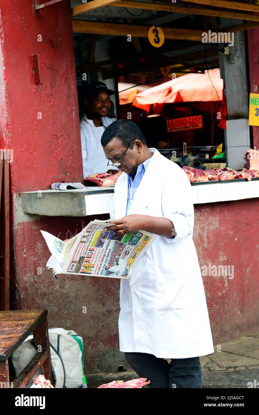 Le marché Analakely à Antananarivo, Madagascar. Banque D'Images