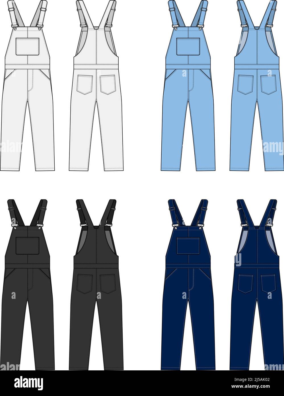 Ensemble d'illustrations pour combinaison de pantalon en denim à motif vectoriel Illustration de Vecteur