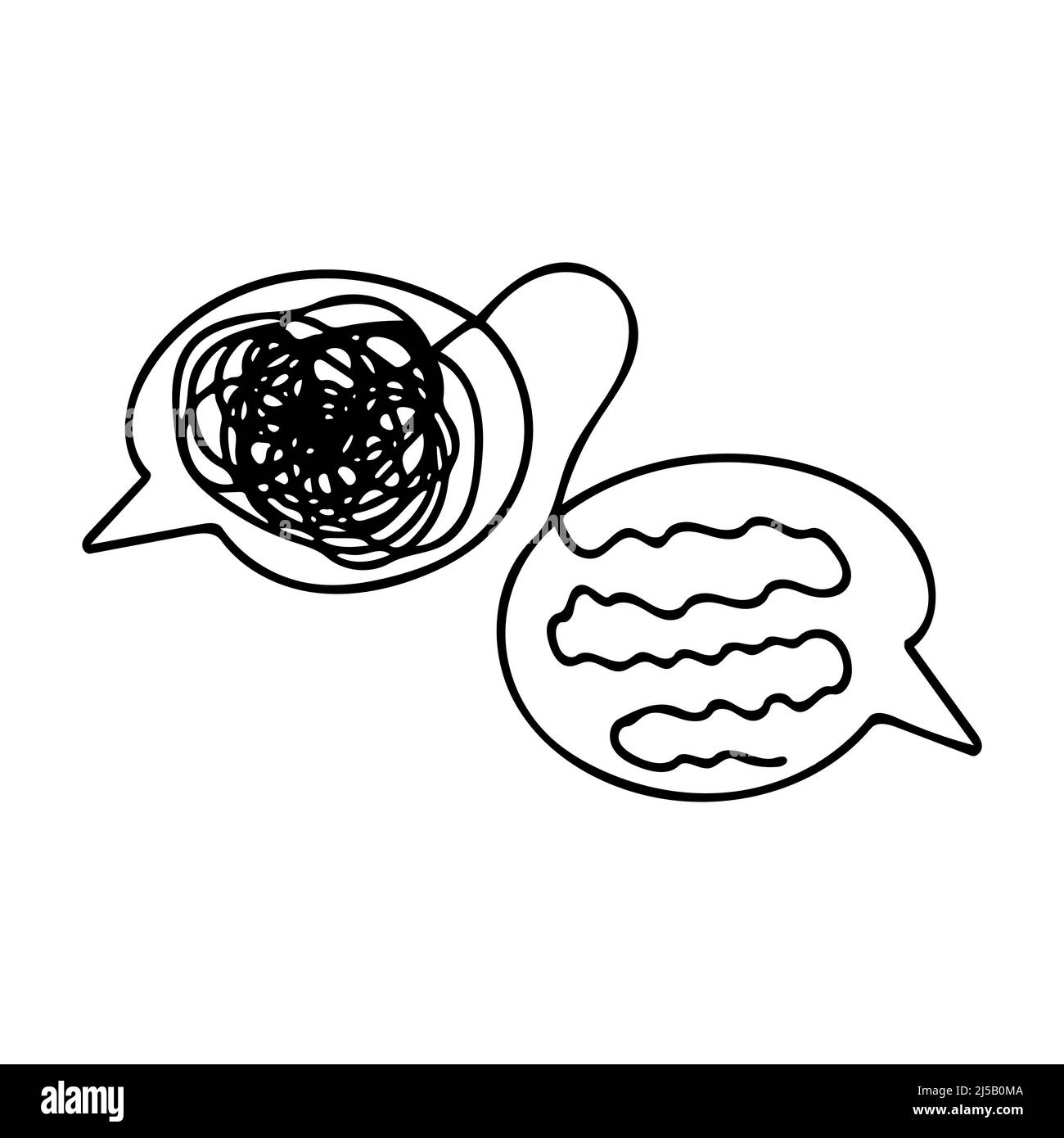 Icône en forme de ligne de bulle pour les idées confuses. État mental déprimé avant la thérapie, la guérison avec l'aide d'un thérapeute Illustration de Vecteur