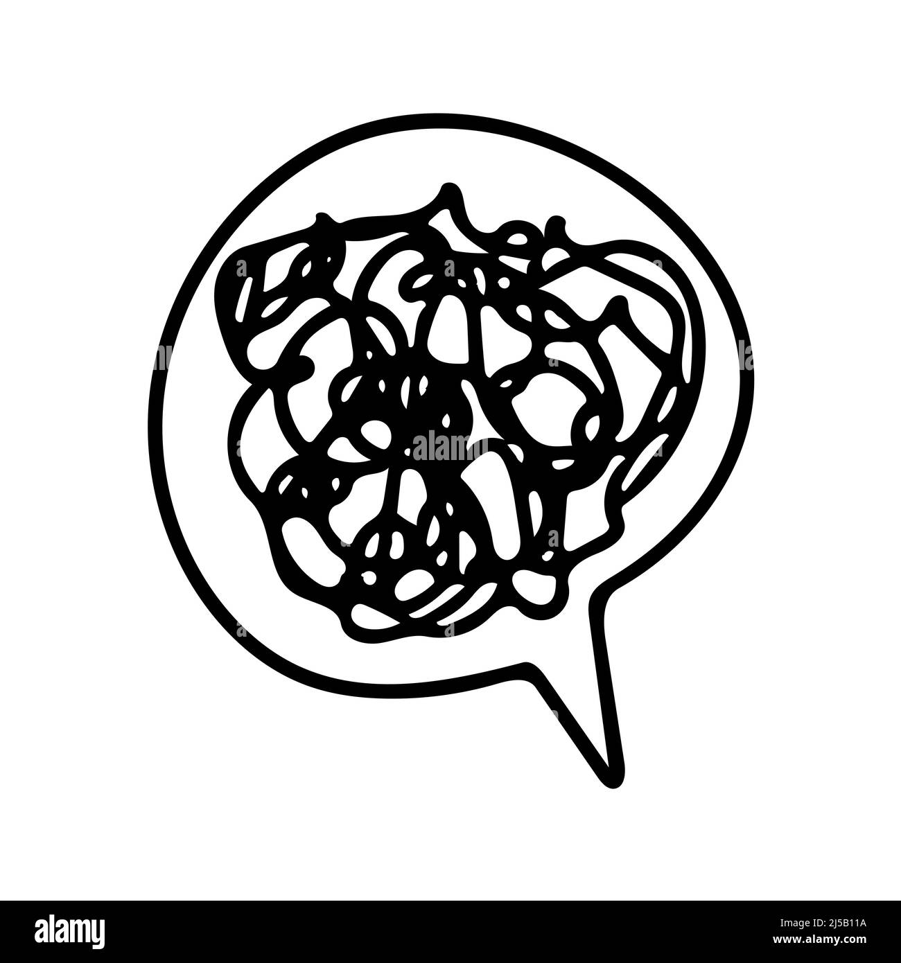 Icône en forme de ligne de bulle pour les idées confuses. État mental déprimé avant la thérapie, cerveau surpensant tout Illustration de Vecteur