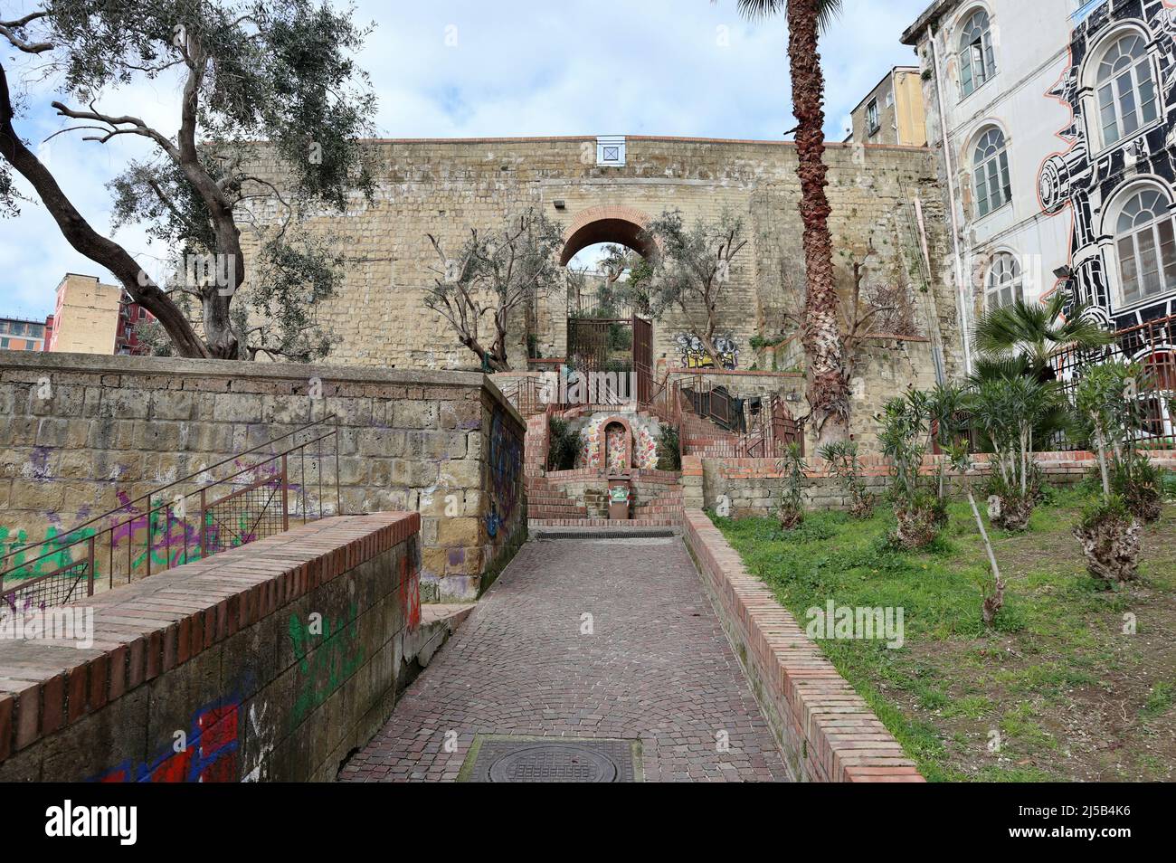 Napoli - Vialetto superiore del Parco Ventaglieri Banque D'Images