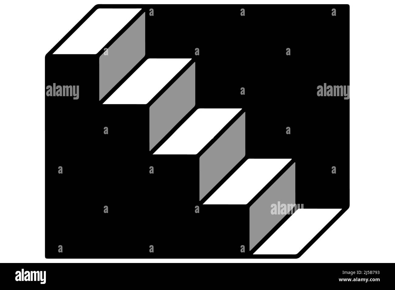Image vectorielle noir et blanc d'une figure abstraite d'un escabeau Banque D'Images