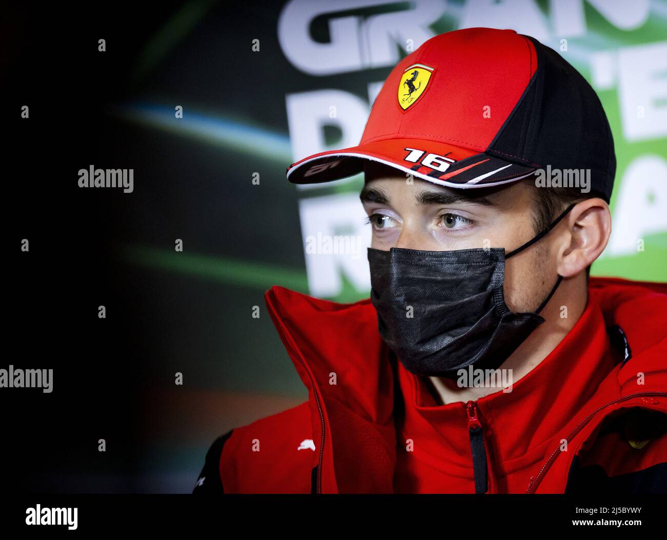 La Haye, pays-Bas. 22nd avril 2022. 22nd avril 2022. IMOLA - Charles Leclerc (Ferrari) dans la conférence de presse avant la session d'entraînement 1st avant le Grand Prix Emilia Romagna F1 à Autodromo Enzo e Dino Ferrari. REMKO DE WAAL crédit: ANP/Alamy Live News crédit: ANP/Alamy Live News Banque D'Images