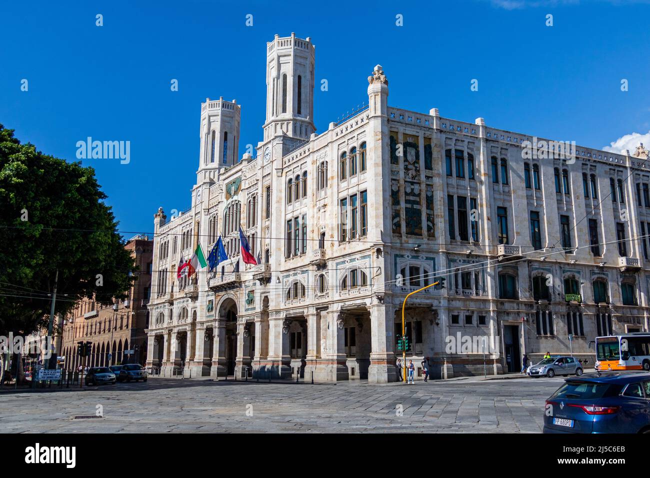 Hôtel de ville historique au Palazzo Civico à Cagliari, Sardaigne, Italie Banque D'Images