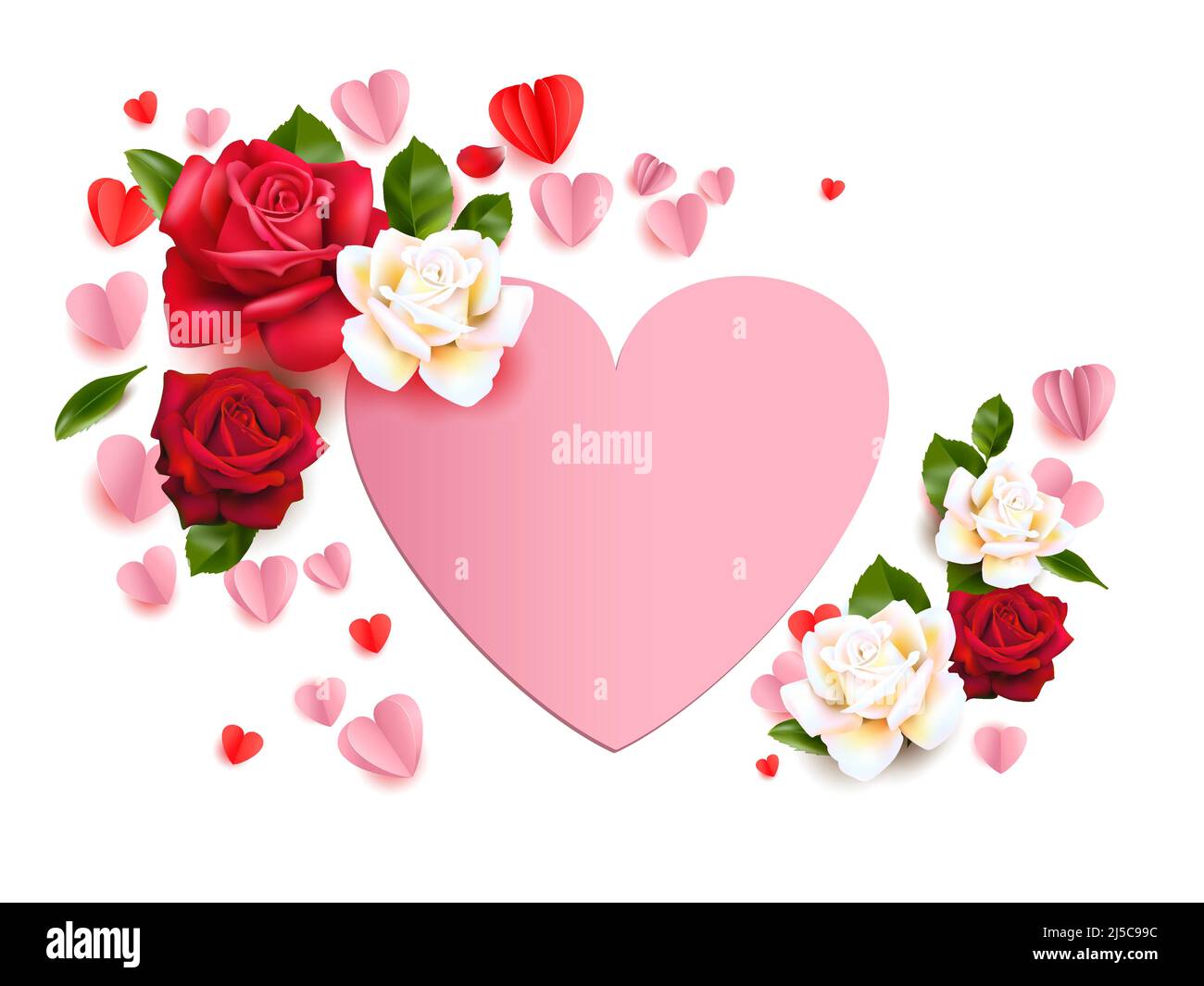 Un bel arrière-plan avec des coeurs et des roses Illustration de Vecteur